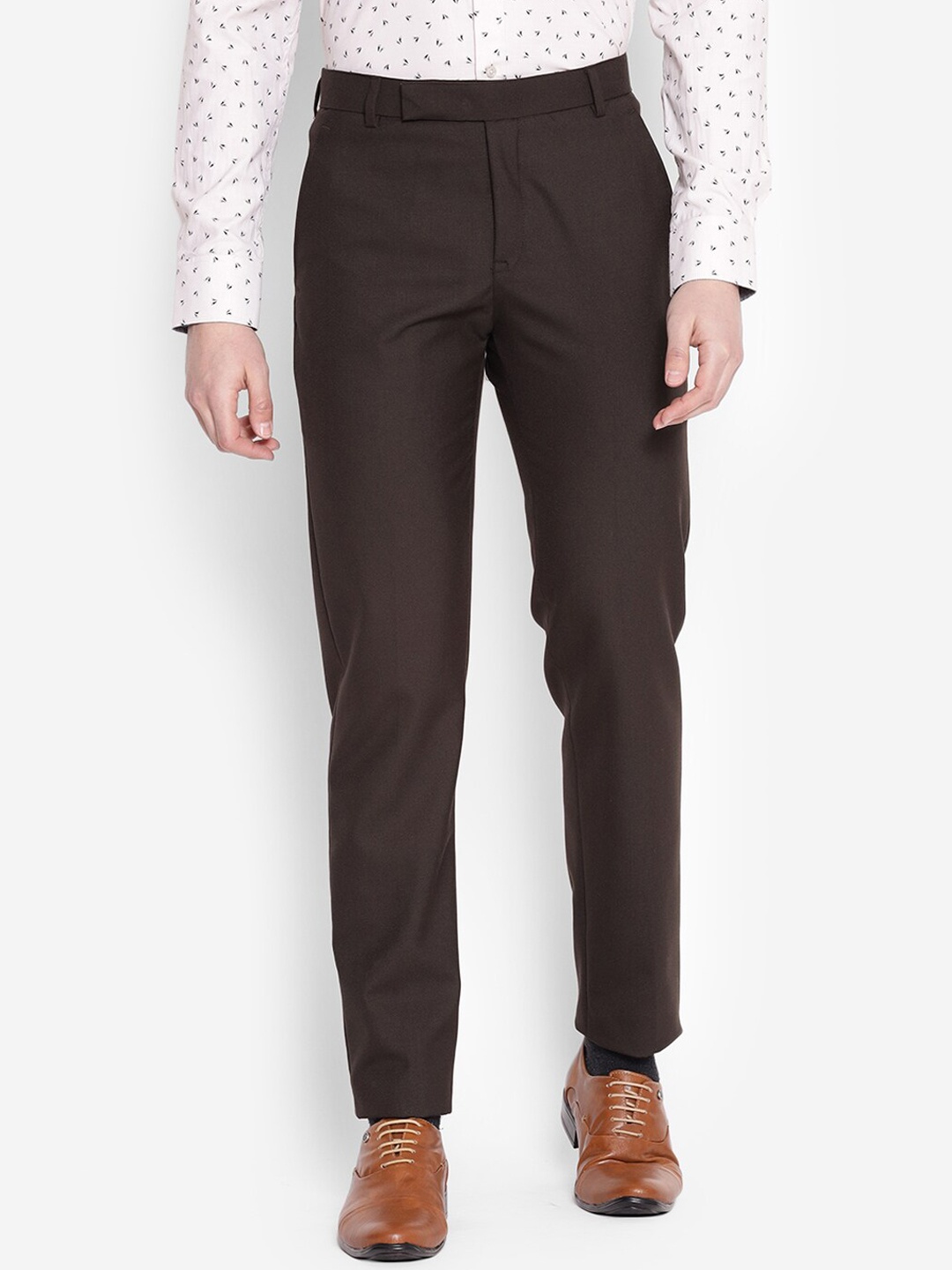 

JUMP USA Men Regular Fit Formal Trousers, Brown