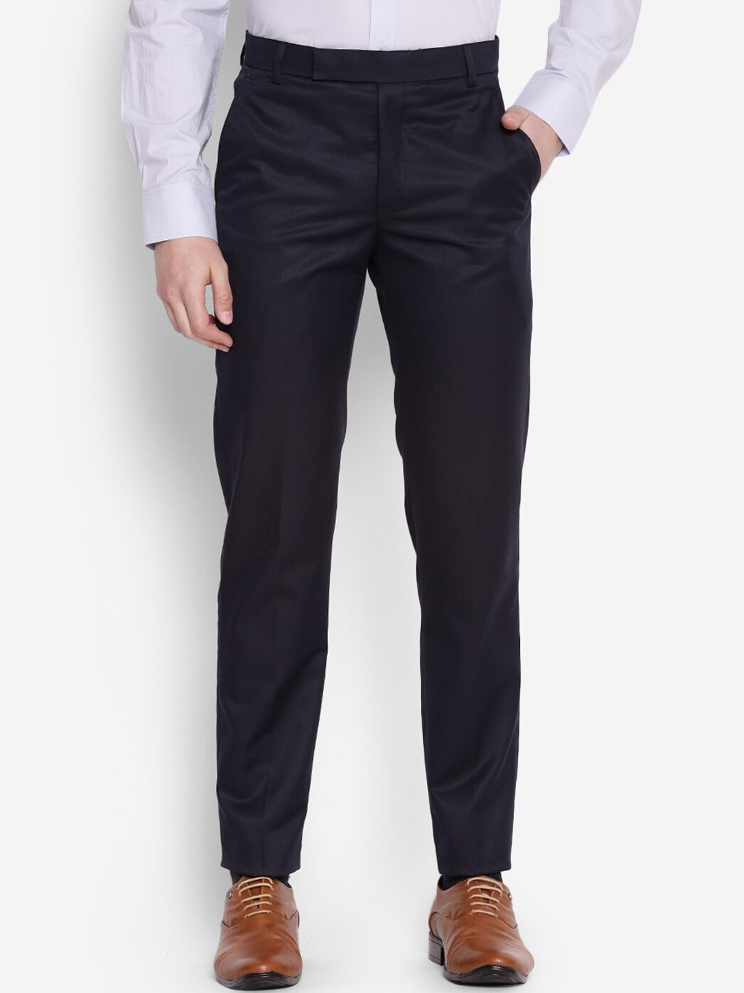 

JUMP USA Men Relaxed Mid Rise Formal Trousers, Navy blue