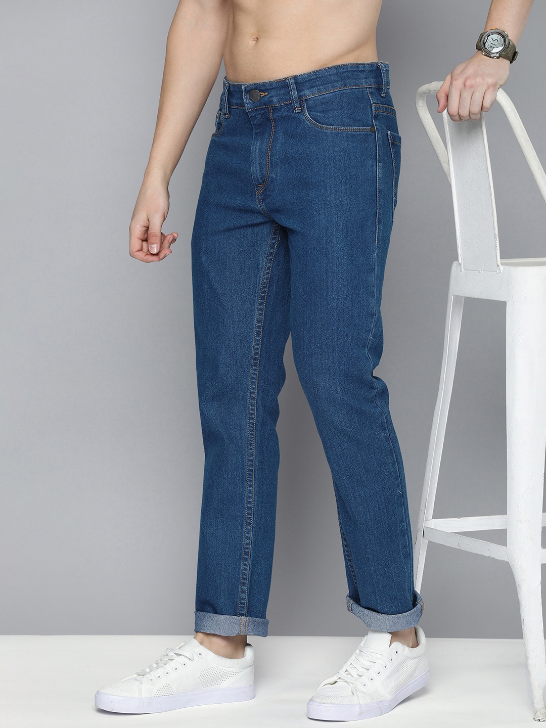 

HERE&NOW Men Slim Fit Stretchable Jeans, Blue