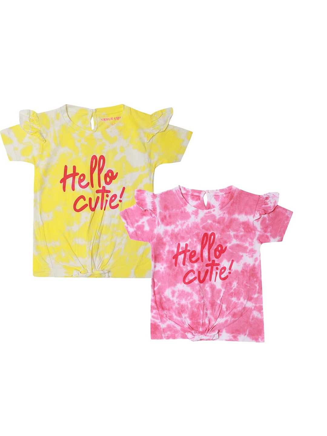 

Googo Gaaga Girls Pack Of 2 Tie and Dye Cotton Top, Pink
