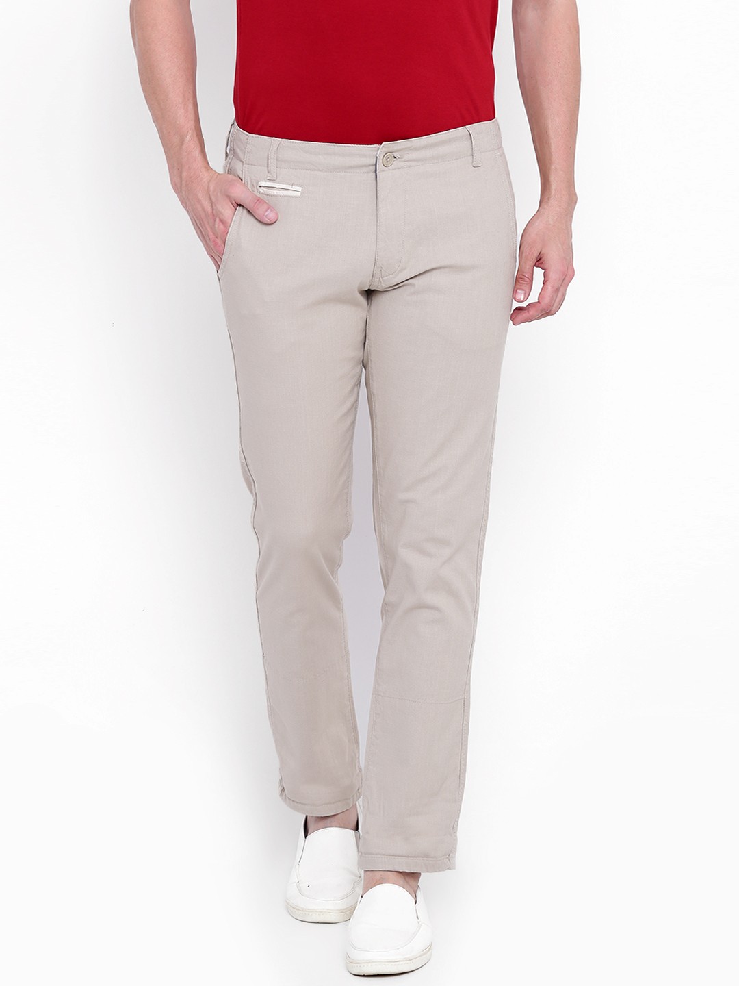 

United Colors of Benetton Men Beige Slim Fit Solid Casual Trousers