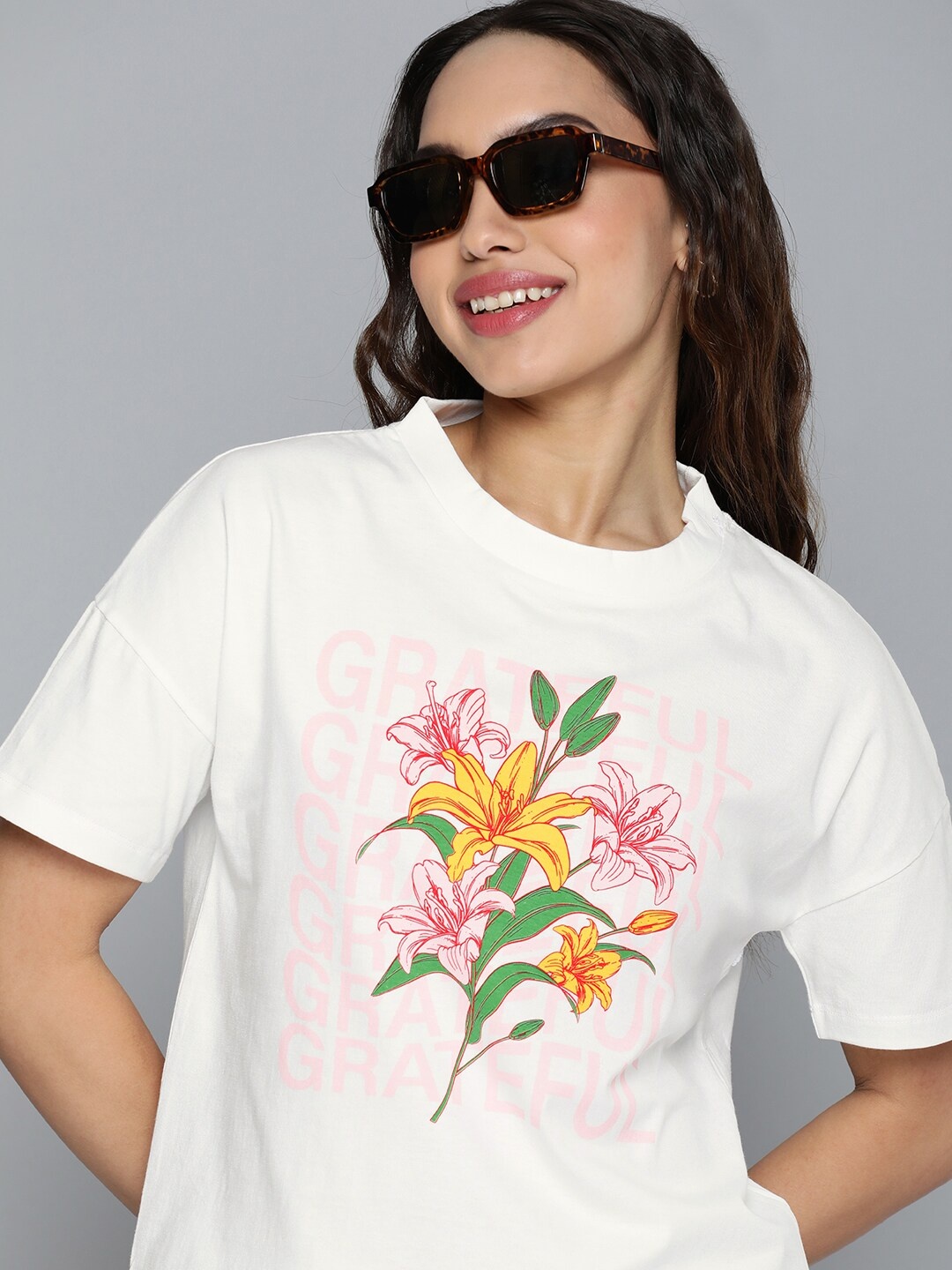 

HERE&NOW Printed Pure Cotton T-shirt, White