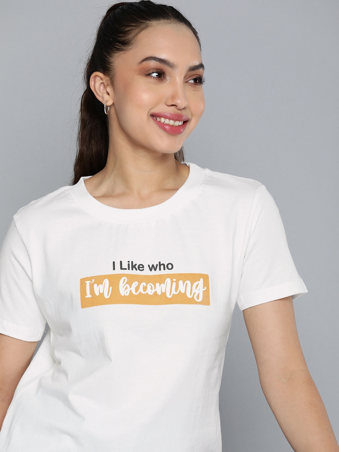 

HERE&NOW Typography Printed Pure Cotton T-shirt, White