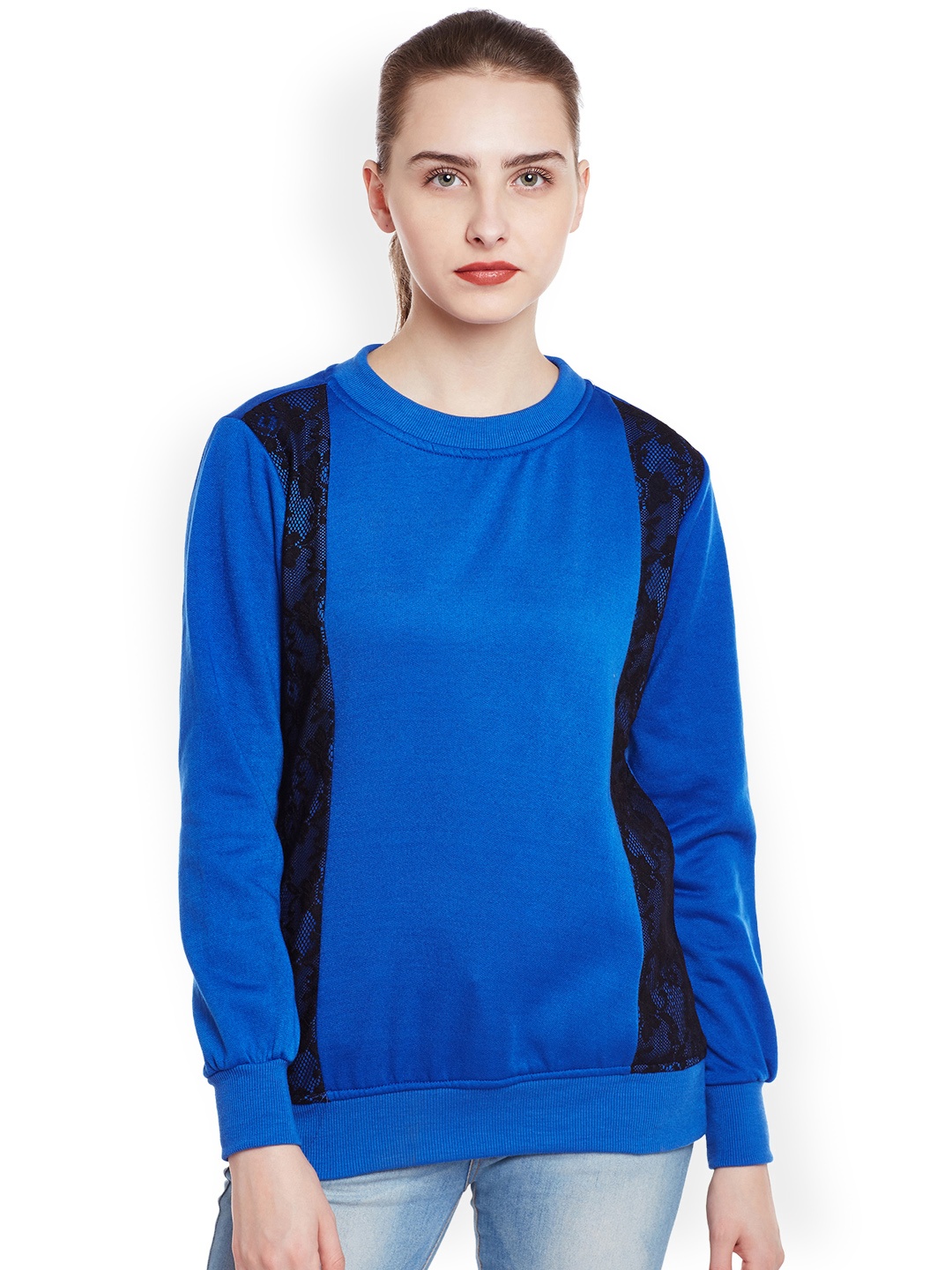 

Belle Fille Women Blue Solid Sweatshirt