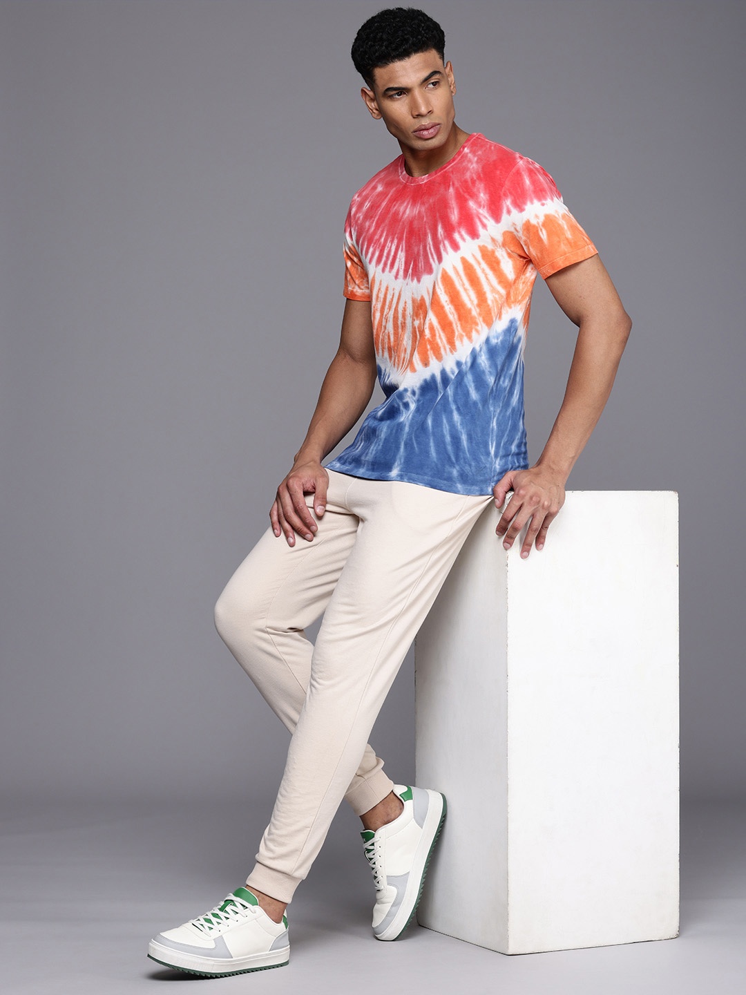 

HRX by Hrithik Roshan Men Tie & Dye Pure Cotton T-shirt, White