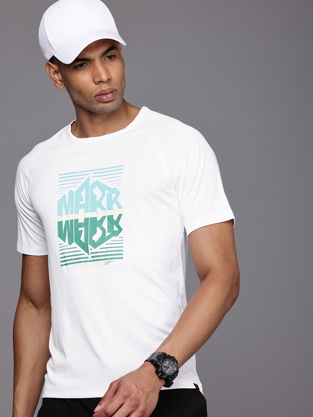 

HRX by Hrithik Roshan Men Typography Printed Rapid-Dry T-shirt, White
