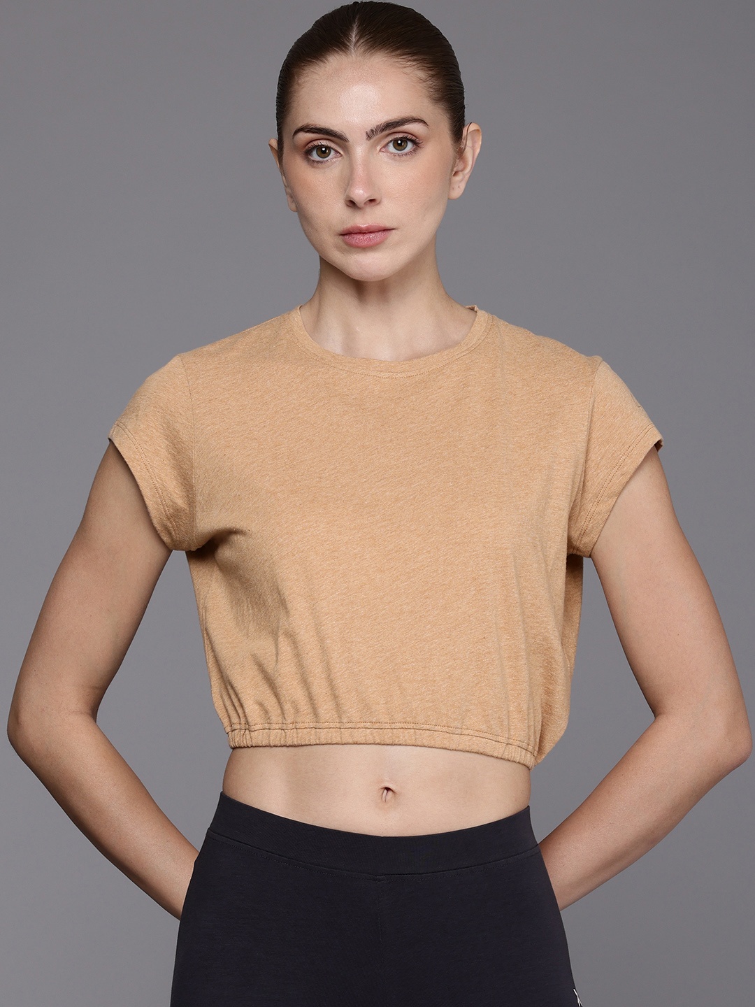 

HRX by Hrithik Roshan Pure Cotton Yoga Tops, Beige