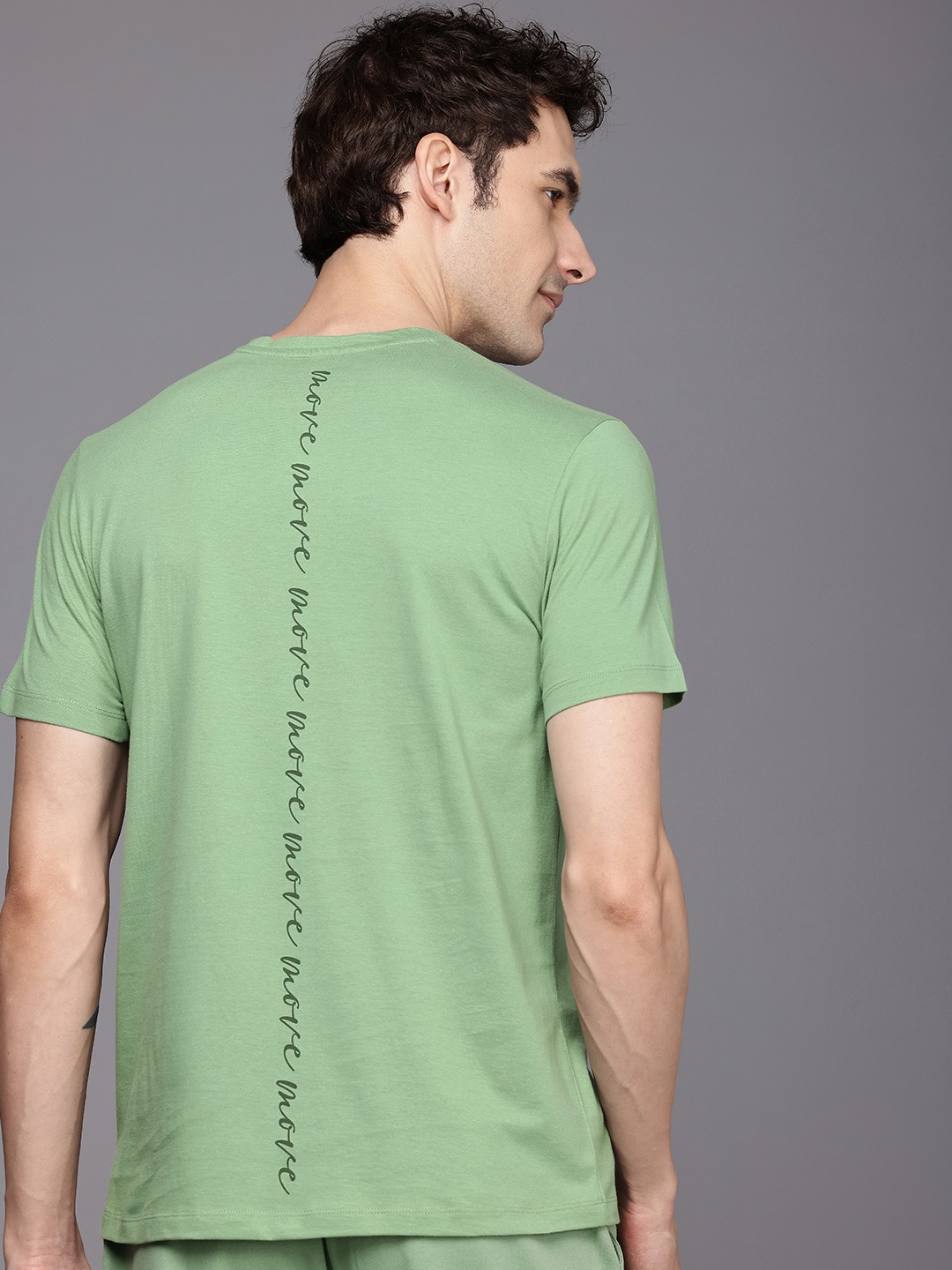 

HRX by Hrithik Roshan Typography Printed Pure Cotton Yoga T-shirt, Green