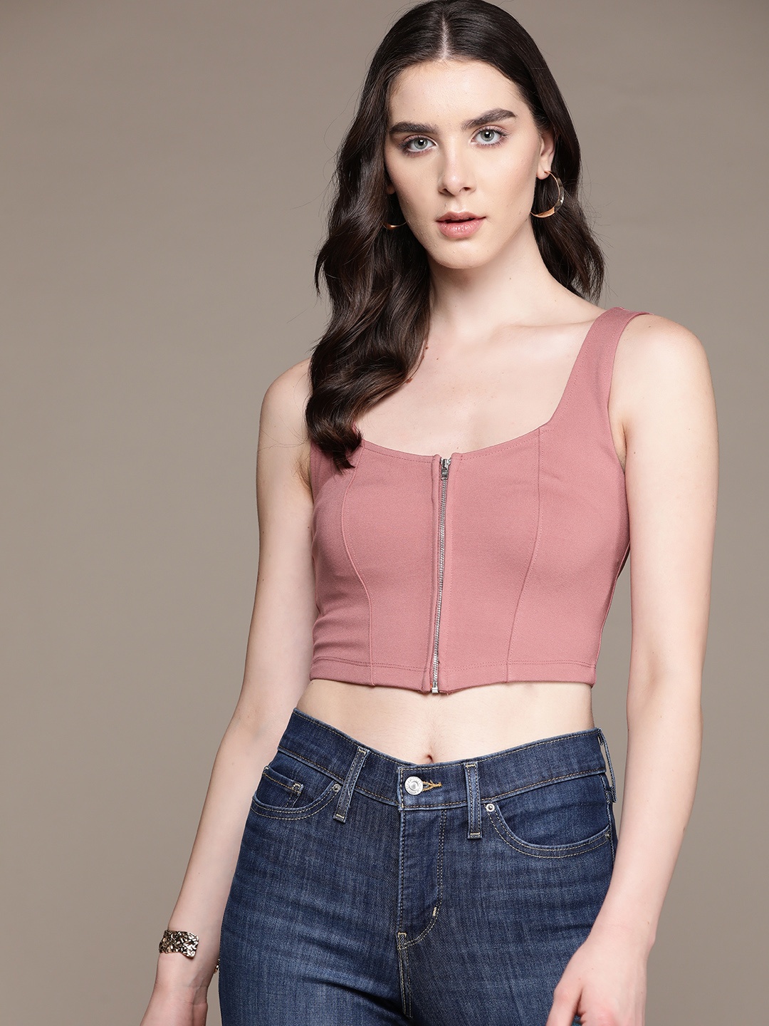 

bebe Dusty Pink Dose of Vitamin Fitted Crop Top, Rose