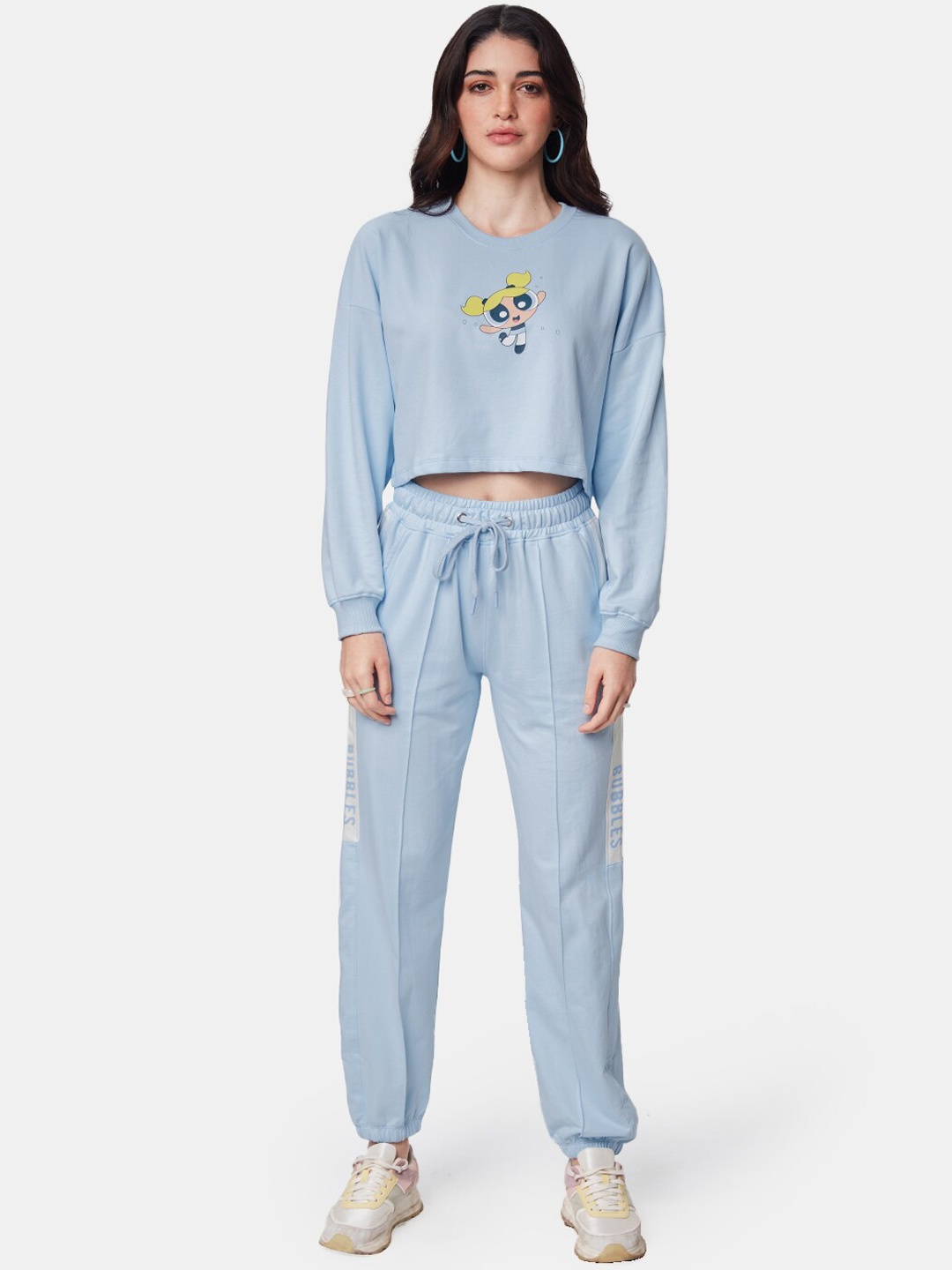 

The Souled Store Women Powerpuff Girls Printed Pure Cotton Sweatshirt With Joggers, Blue