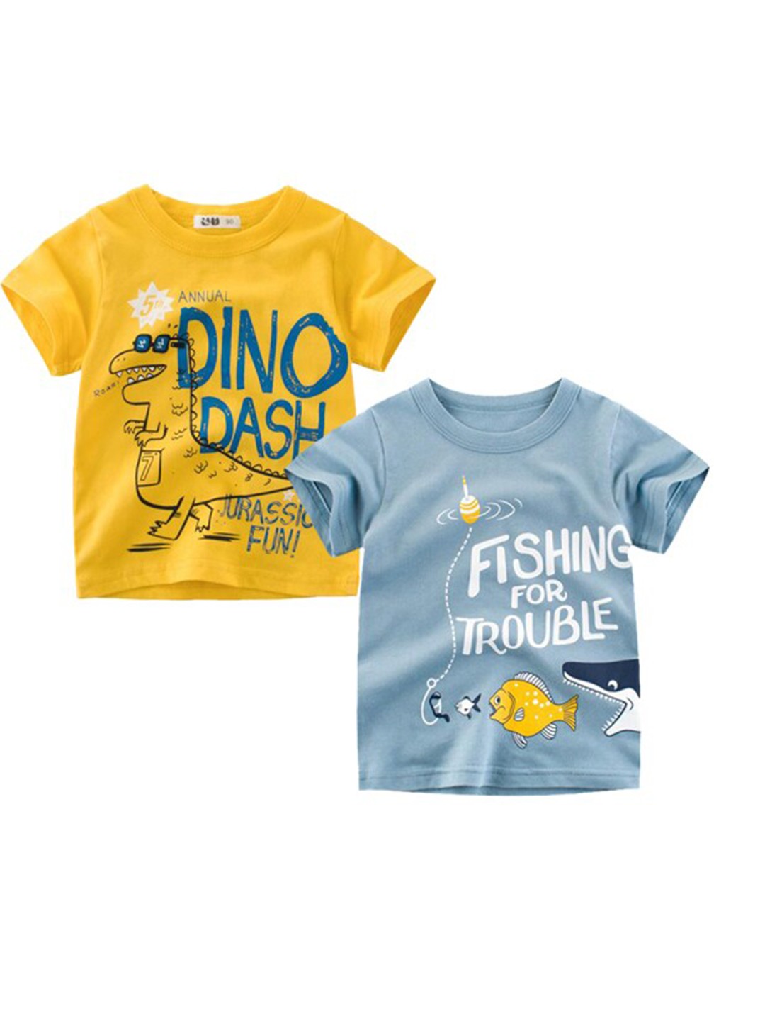 

Googo Gaaga Boys Pack Of 2 Typography Printed Cotton T-shirt, Yellow