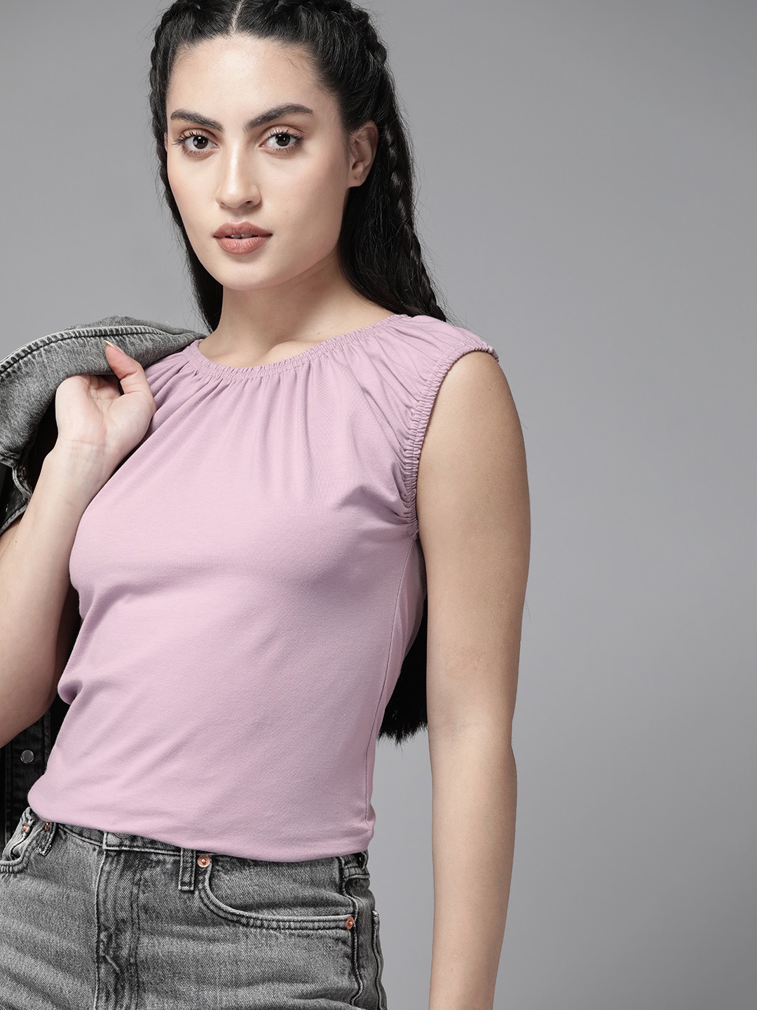 

Roadster Solid Pleated Top, Mauve