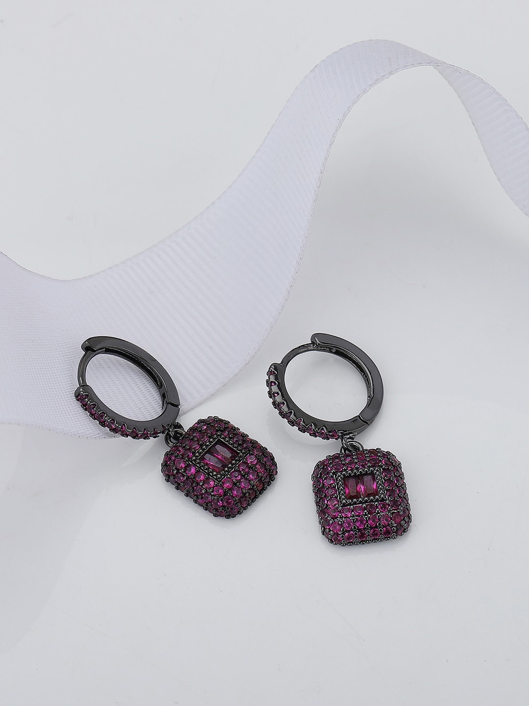 

Carlton London Silver-Plated Premium Jewellery Square Premium Hoop Earrings, Metallic