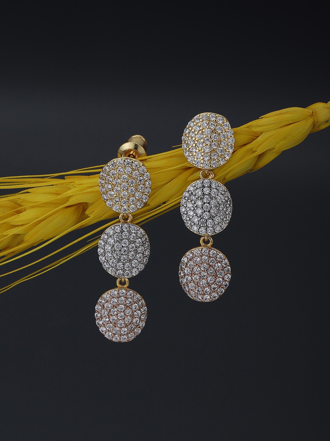 

Carlton London Gold-Plated Cubic Zirconia Circular Premium Drop Earrings, White