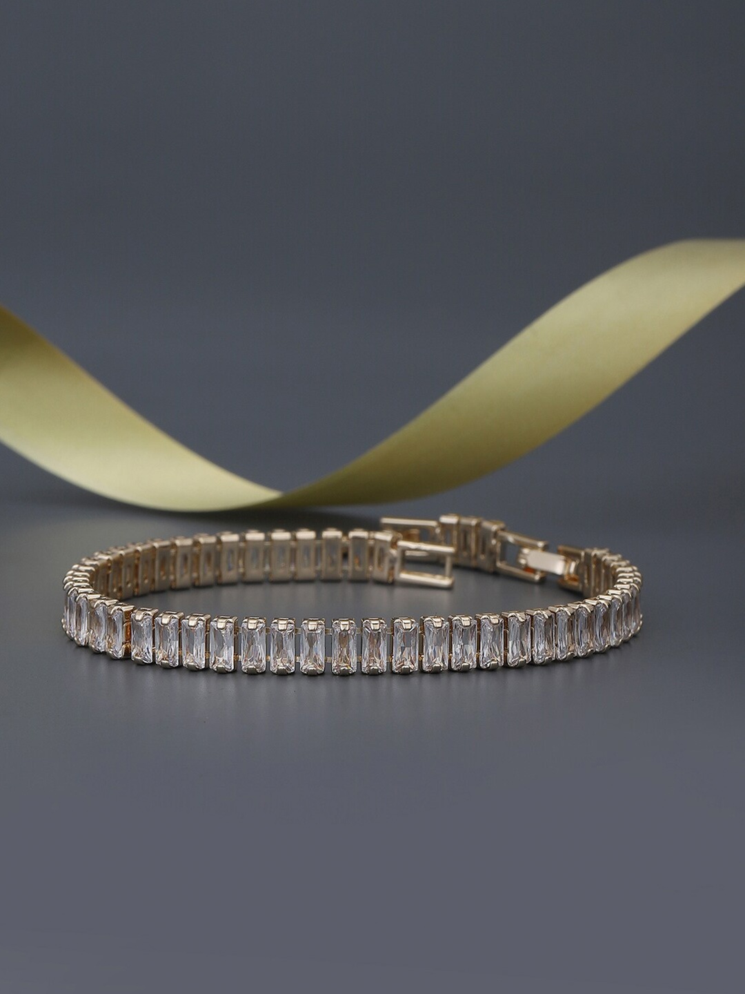 

Carlton London Women Cubic Zirconia Gold-Plated Premium Link Bracelet