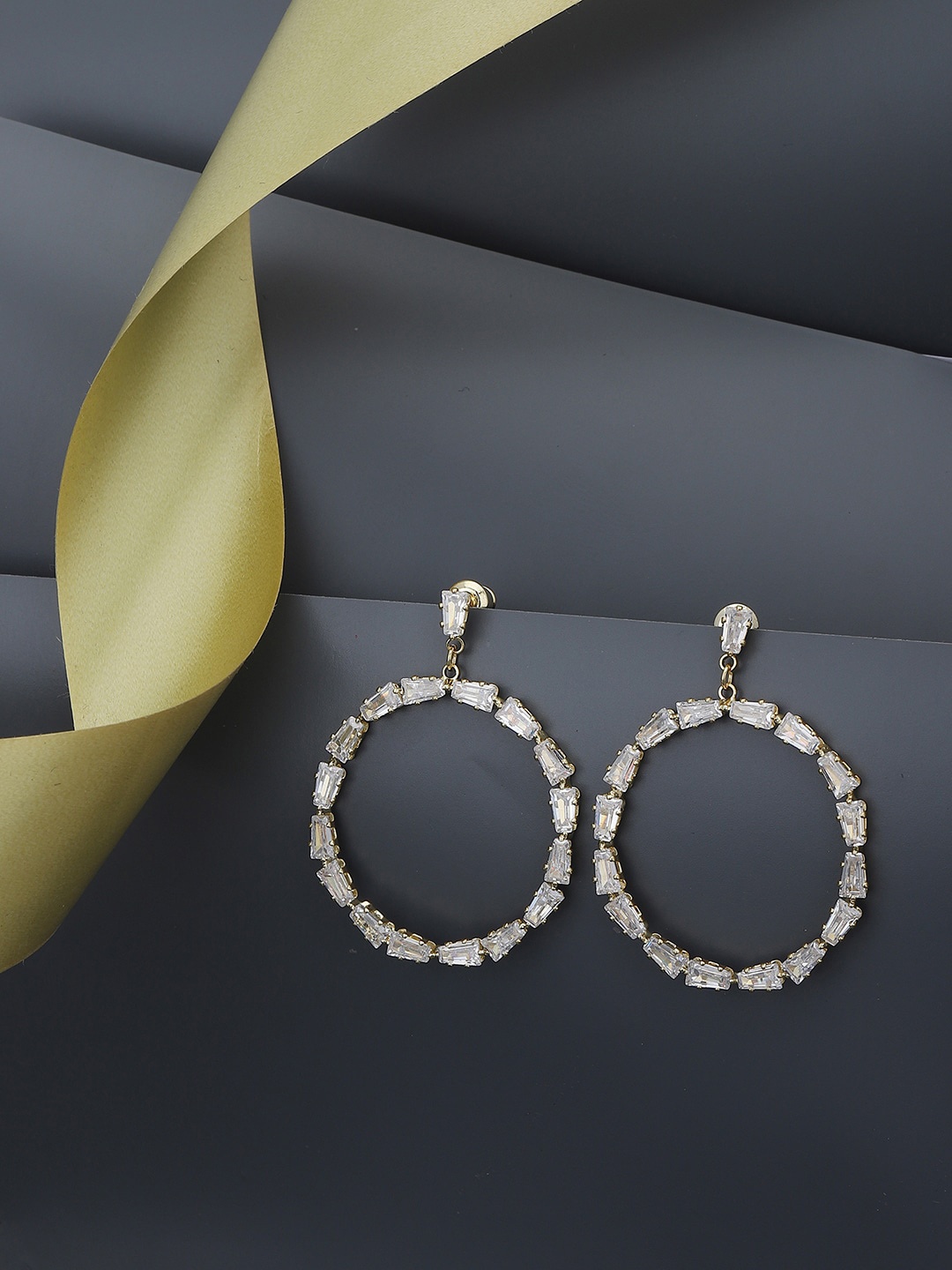 

Carlton London Gold-Plated Circular Premium Drop Earrings, White