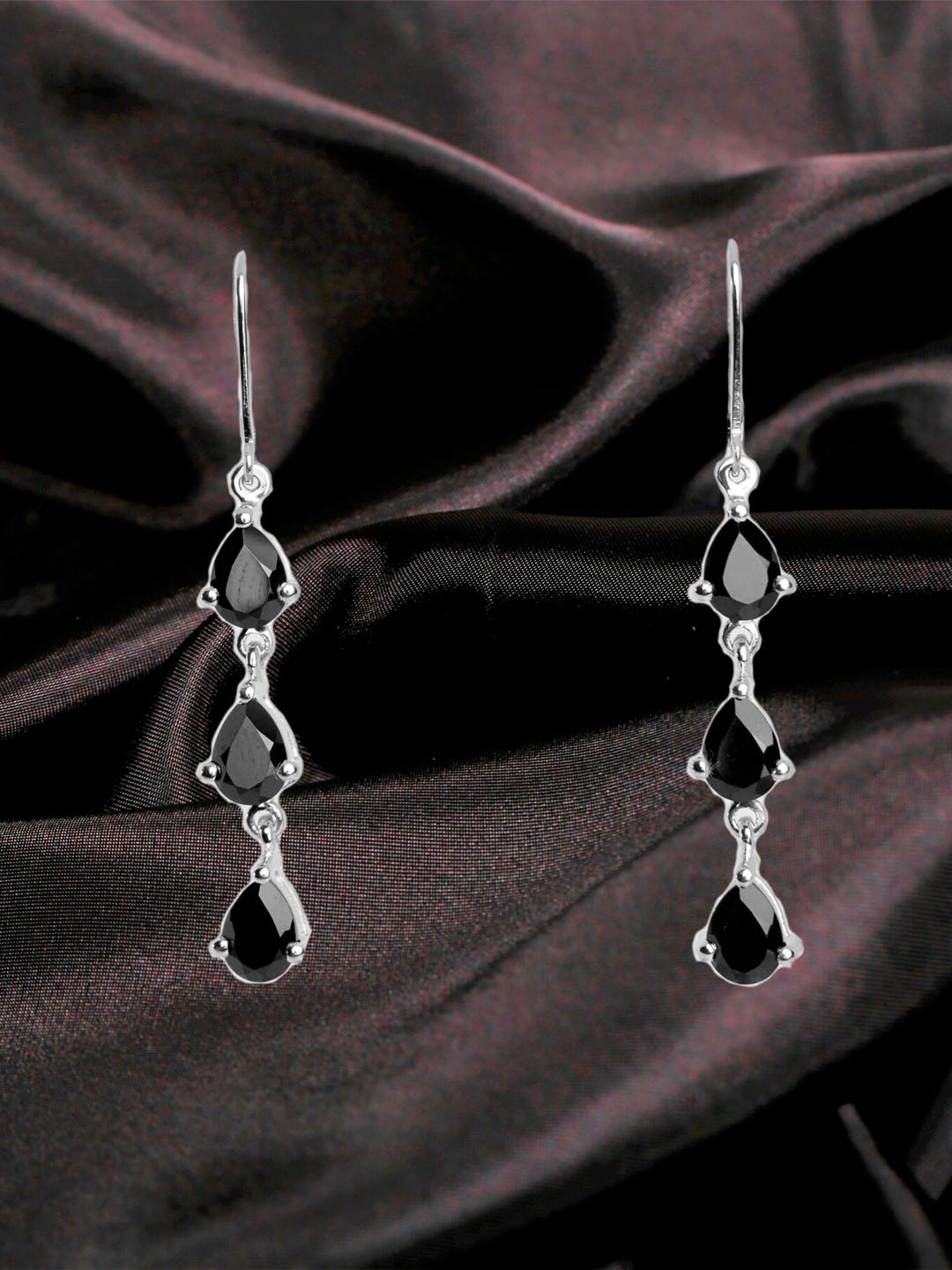 

HIFLYER JEWELS Stone Studded Drop Earrings, Black