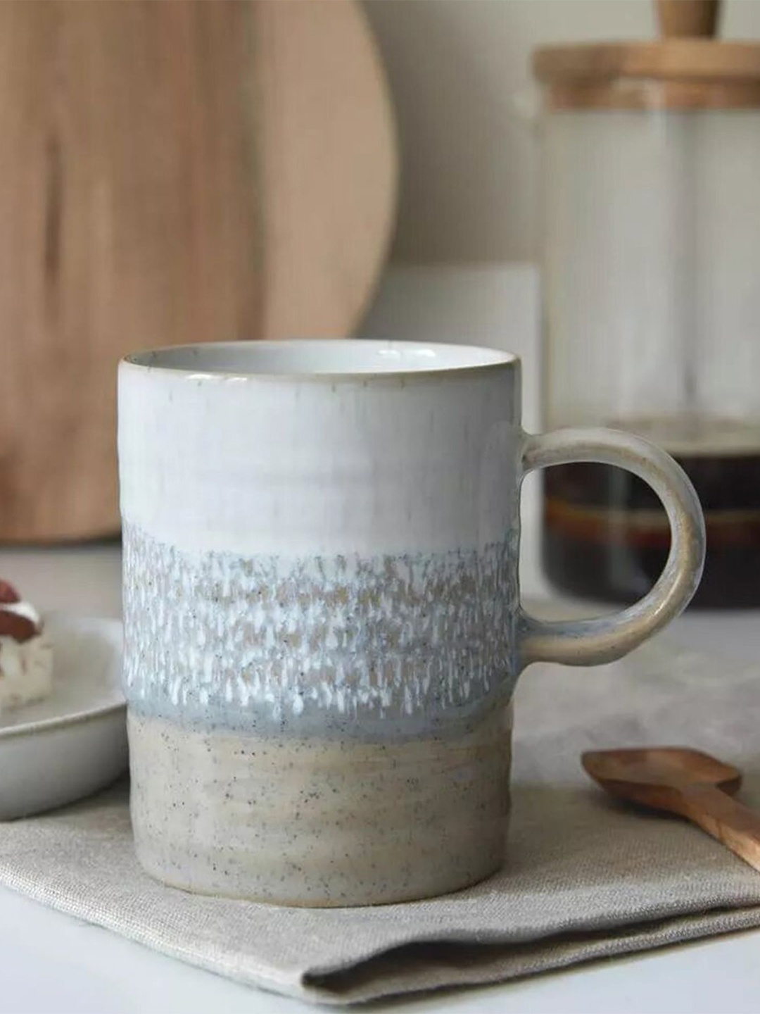 

Denby Kiln Beige & Grey Textured Stoneware Matte Mug-410ml
