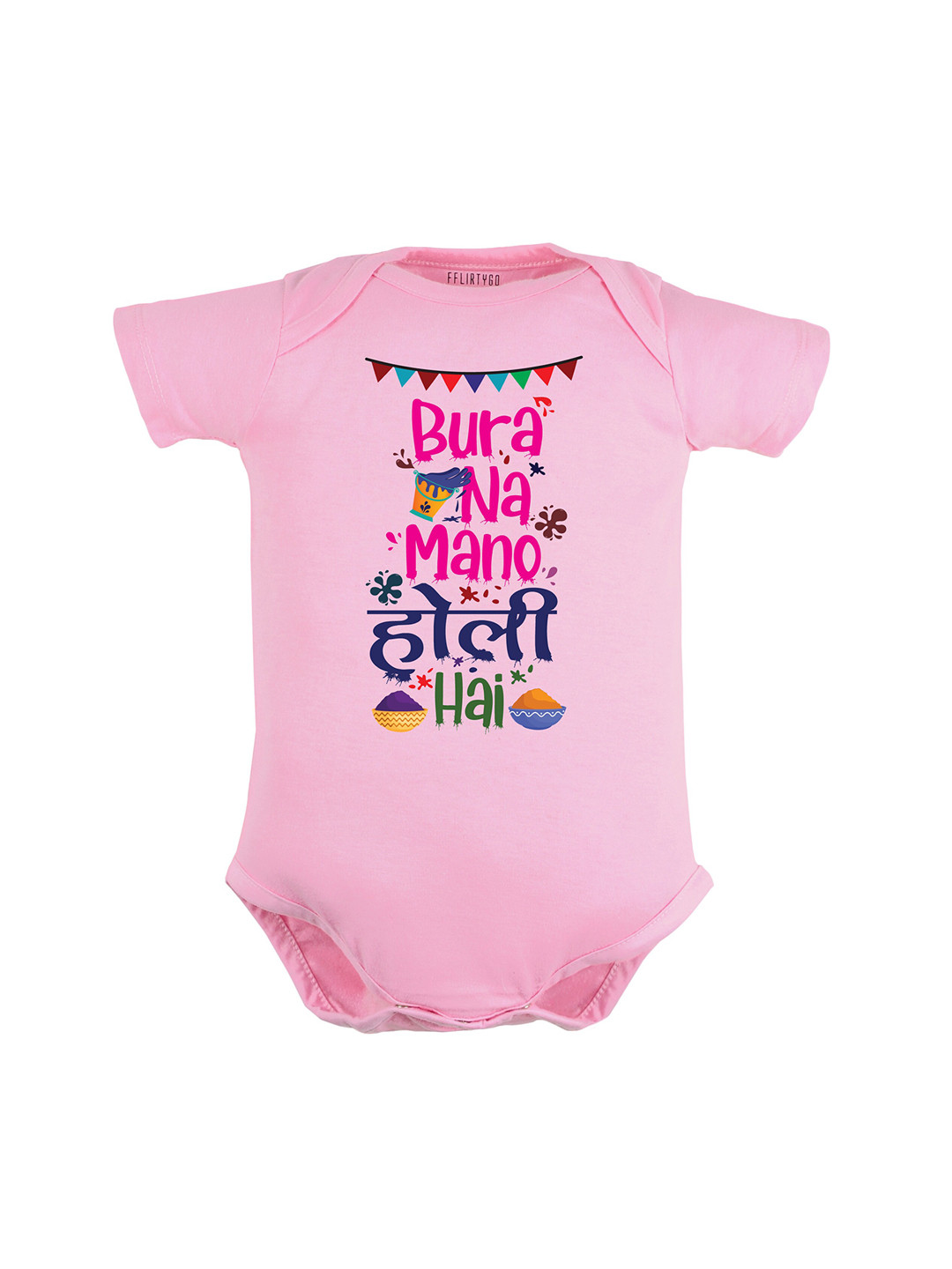 

FFLIRTYGO Infants Typography Printed Pure Cotton Bodysuit, Pink