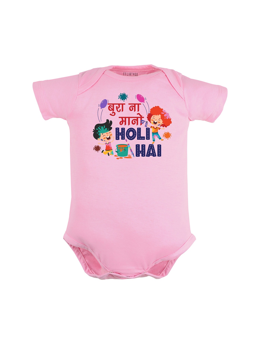 

FFLIRTYGO Kids Printed Pure Cotton Romper, Pink