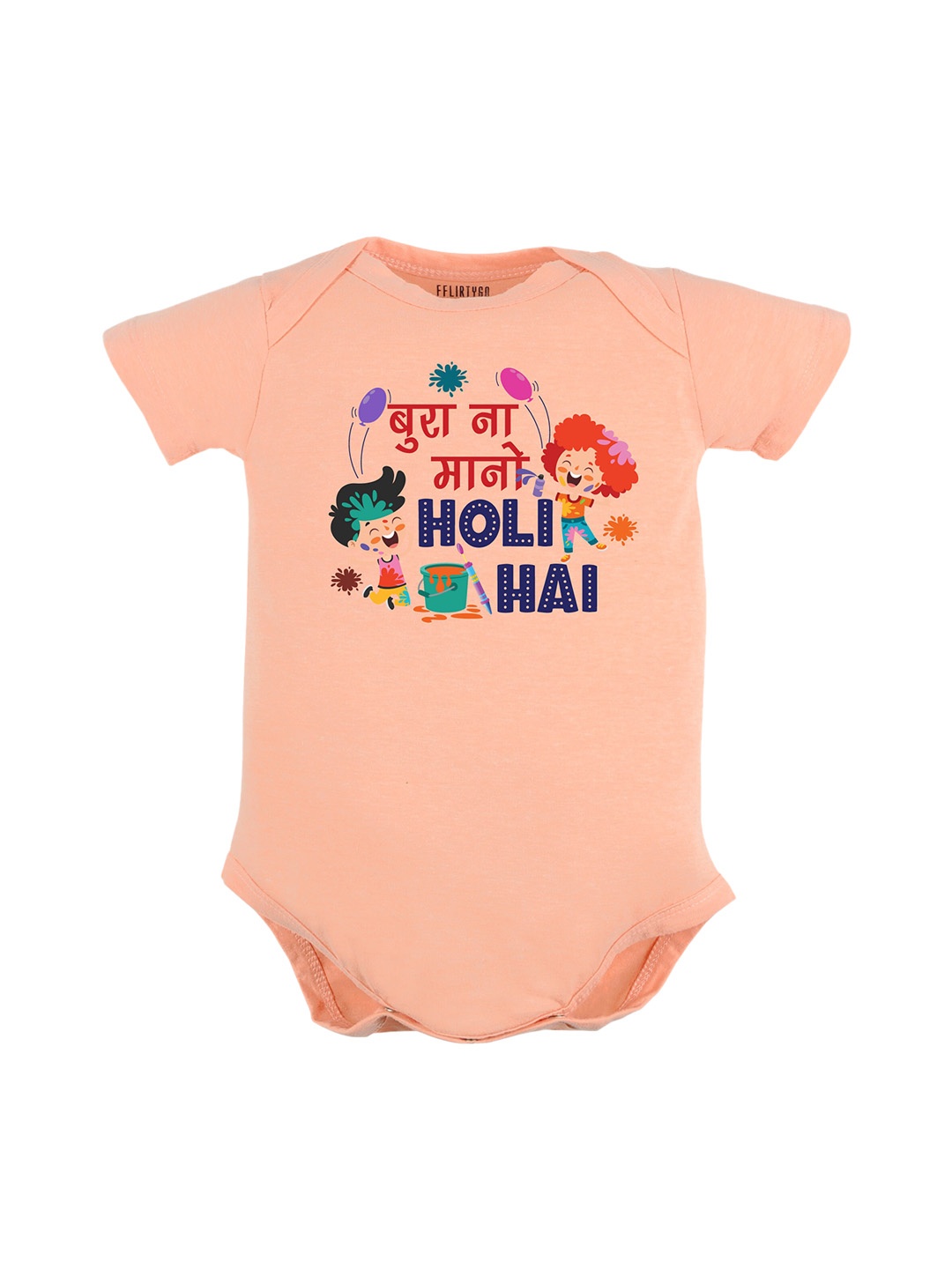 

FFLIRTYGO Infants Holi Printed Pure Cotton Bodysuit, Peach