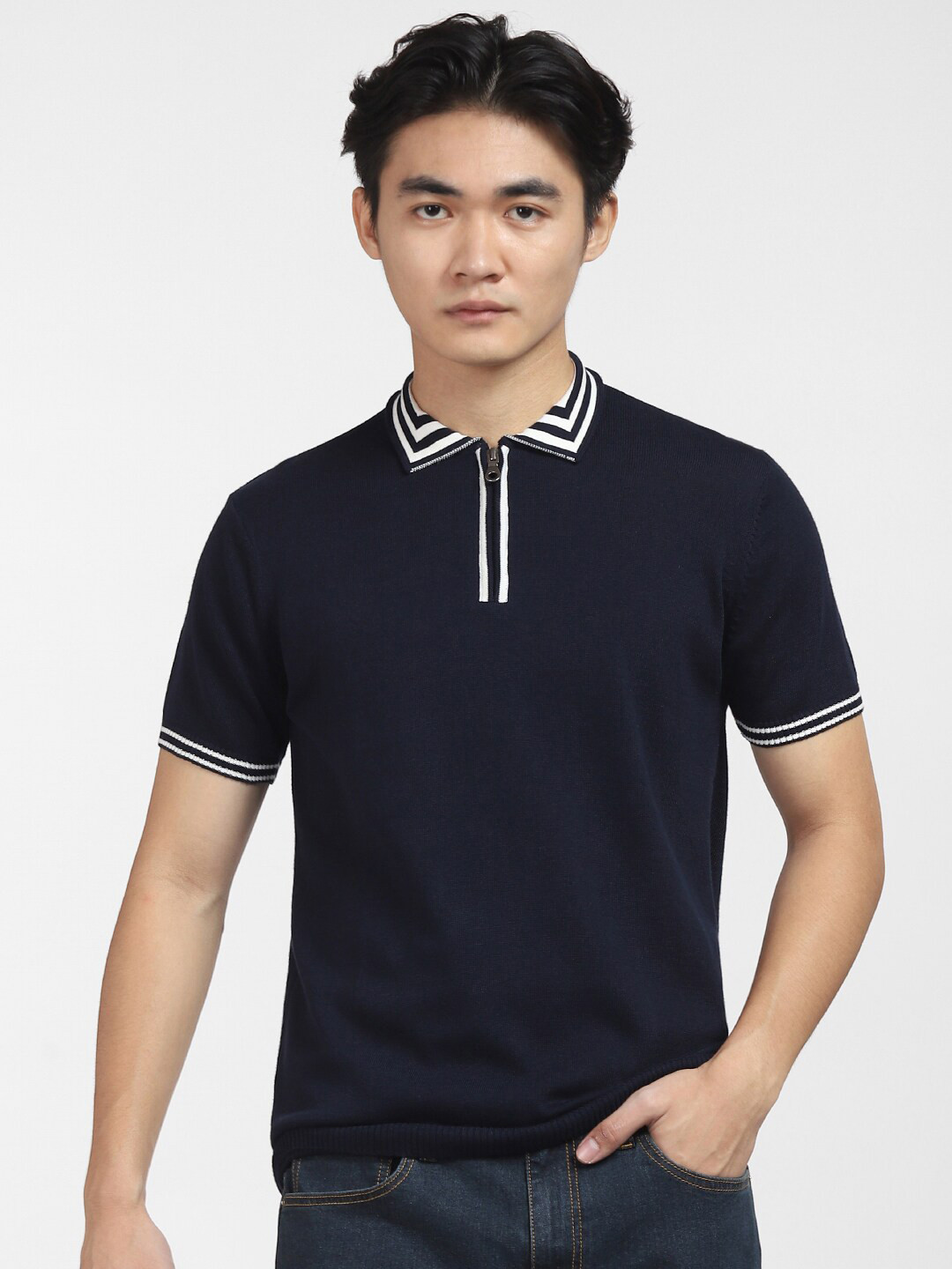 

Jack & Jones Nautical Polo Collar Cotton T-shirt, Blue