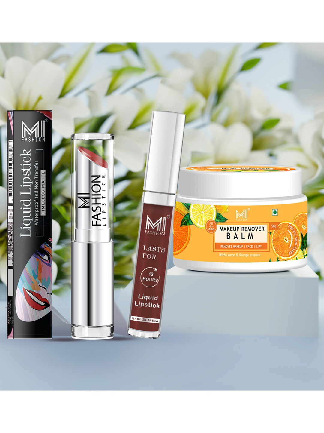 

MI FASHION Set of Creamy Matte Lipstick & Liquid Lipstick with Makeup Remover Balm, Red