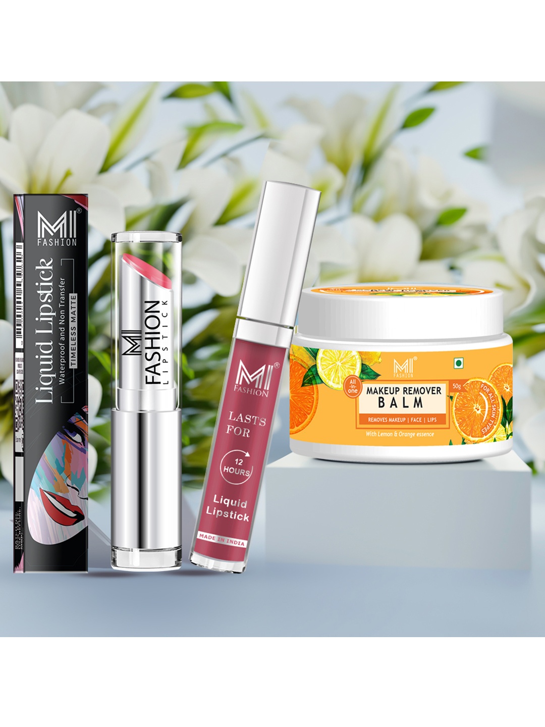 

MI FASHION Set of Creamy Matte Lipstick & Liquid Lipstick with Makeup Remover Balm, Red