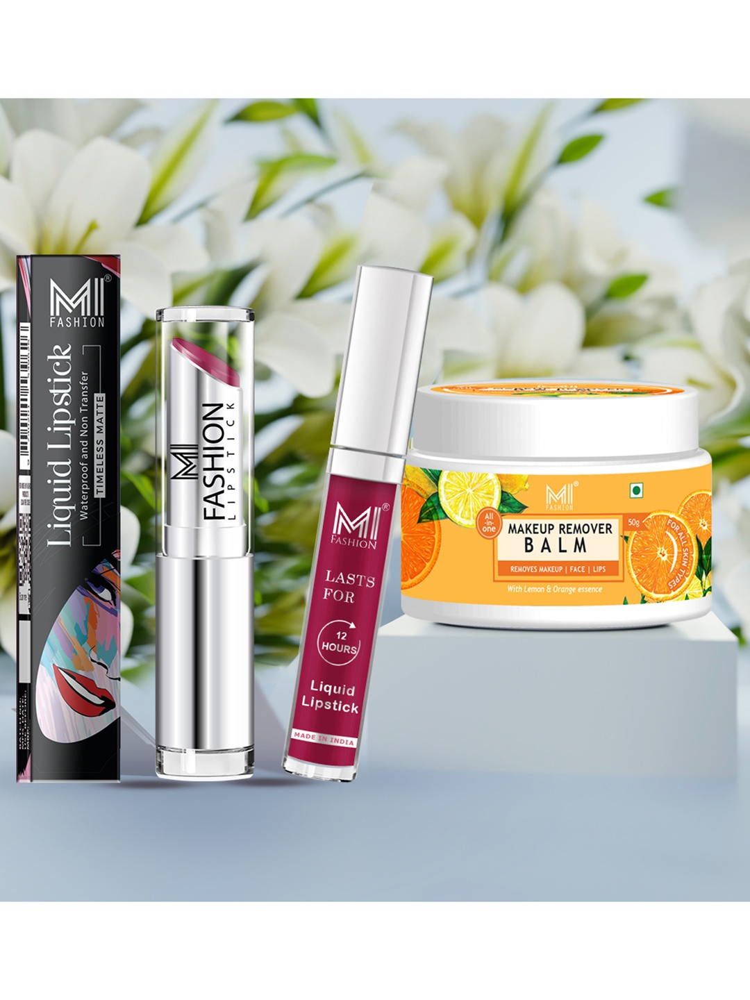 

MI FASHION Set of Creamy Matte Lipstick & Liquid Lipstick with Makeup Remover Balm, Pink