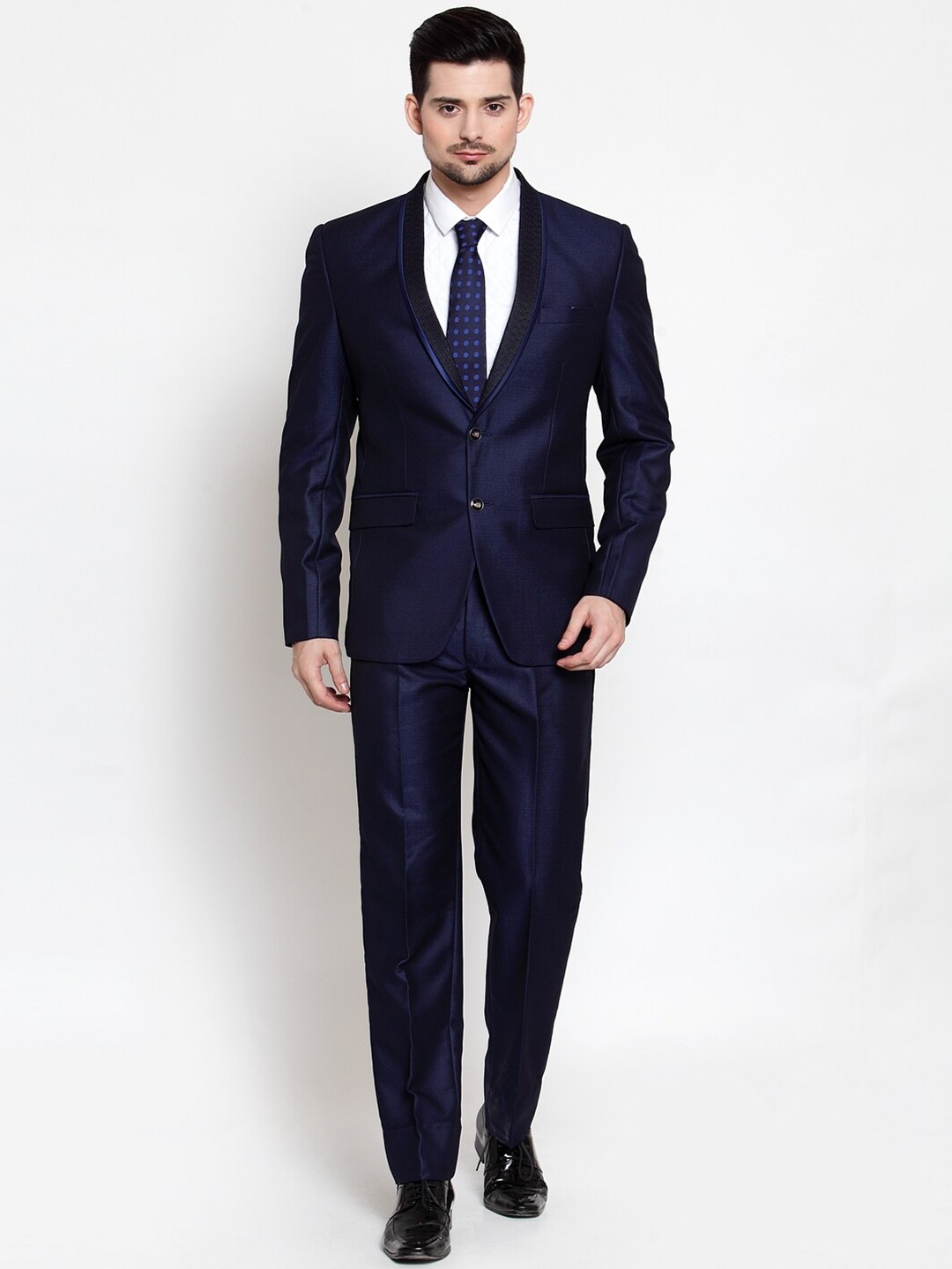 

LUXURAZI Men Slim-Fit Two-Piece Tuxedo Suits, Blue