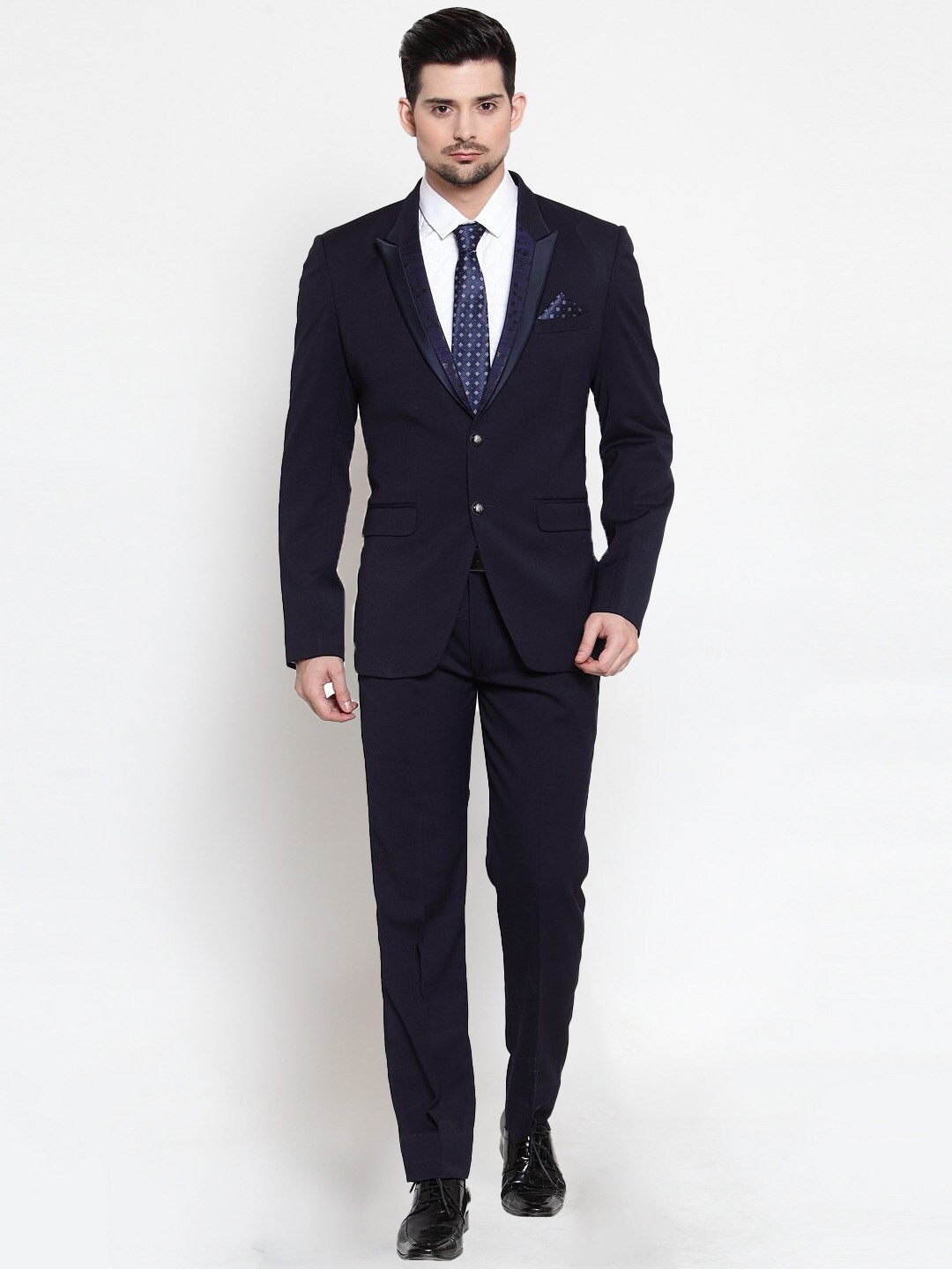 

LUXURAZI Men Single-Breasted Slim-Fit Two-Piece Suit, Blue