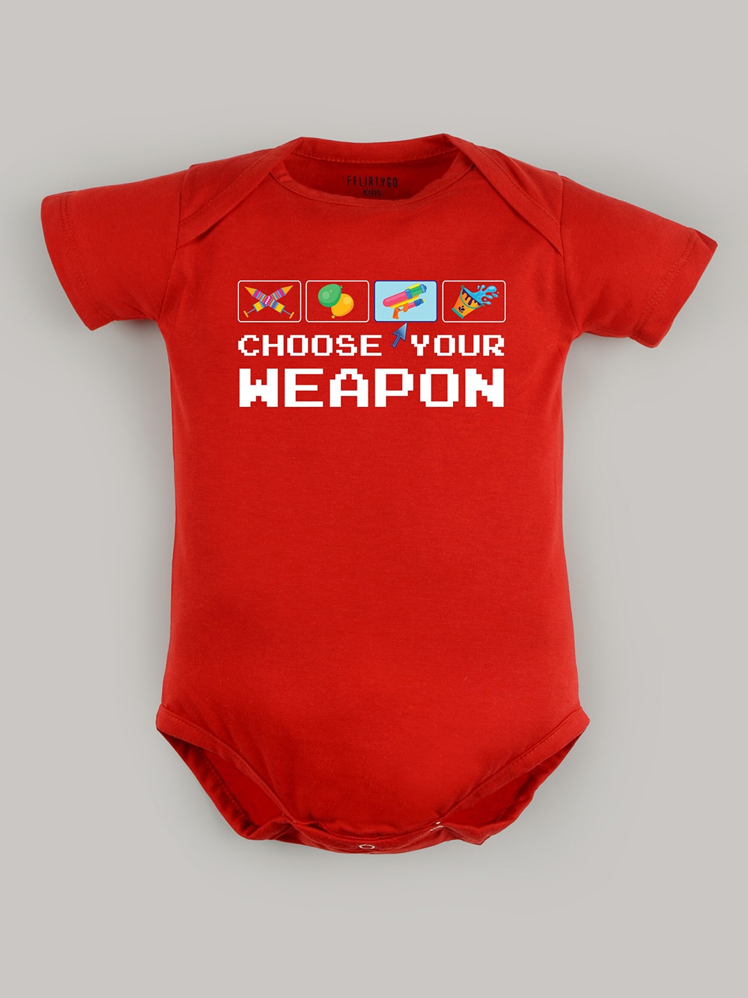 

FFLIRTYGO Infant Kids Printed Pure Cotton Bodysuit, Red