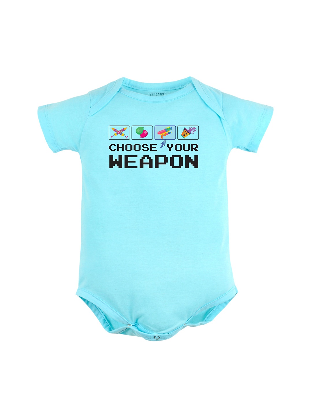 

FFLIRTYGO Infant Kids Printed Pure Cotton Bodysuit, Turquoise blue