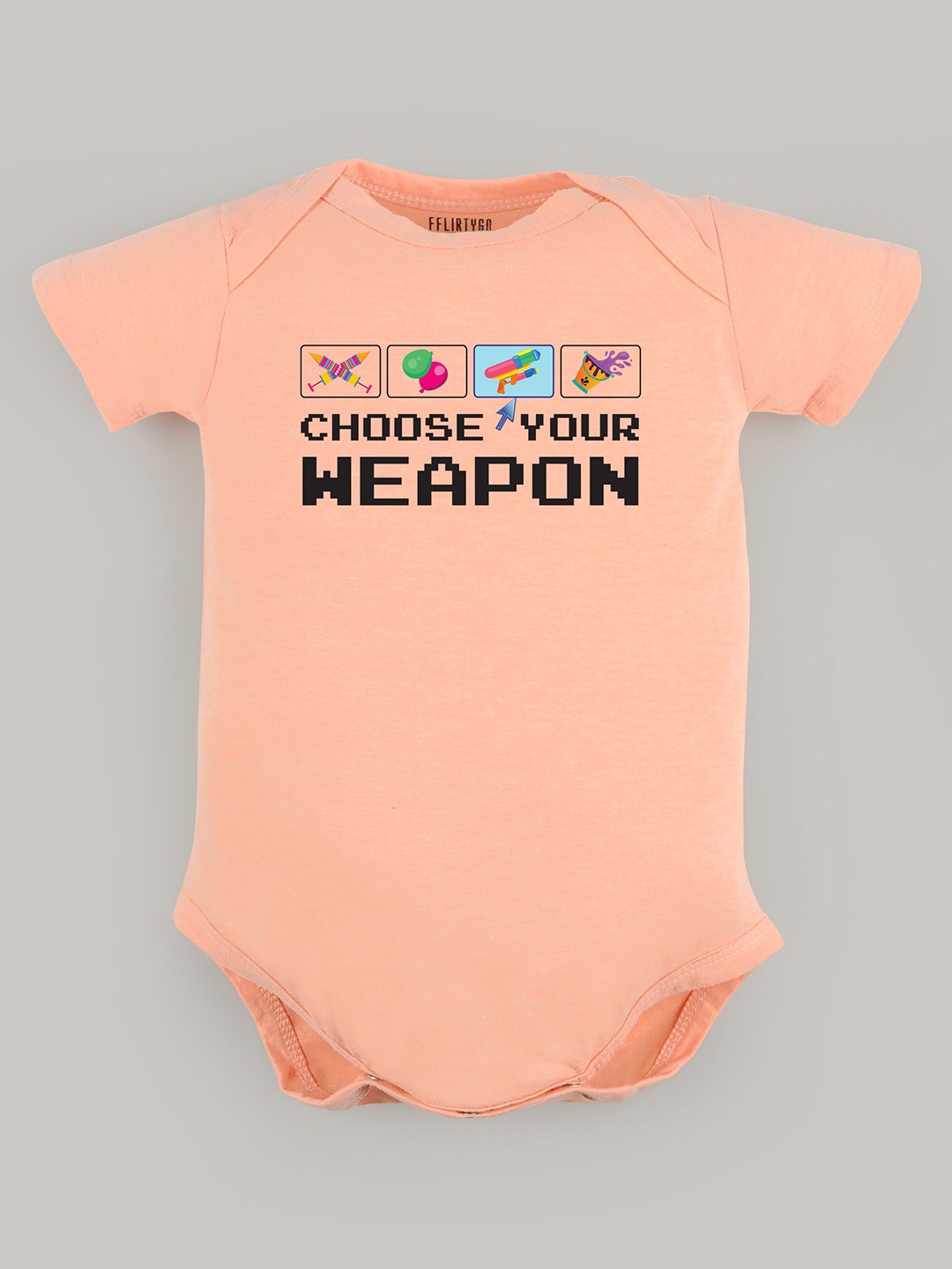 

FFLIRTYGO Infant Kids Printed Pure Cotton Bodysuit, Peach