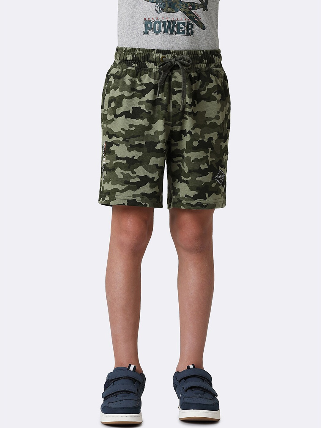 Van Heusen Boys Camouflage Printed High-Rise Shorts, Green