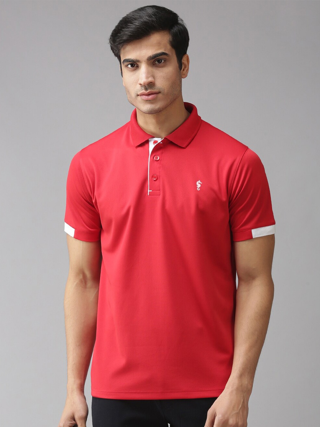 

EPPE Men Polo Collar T-shirt, Red