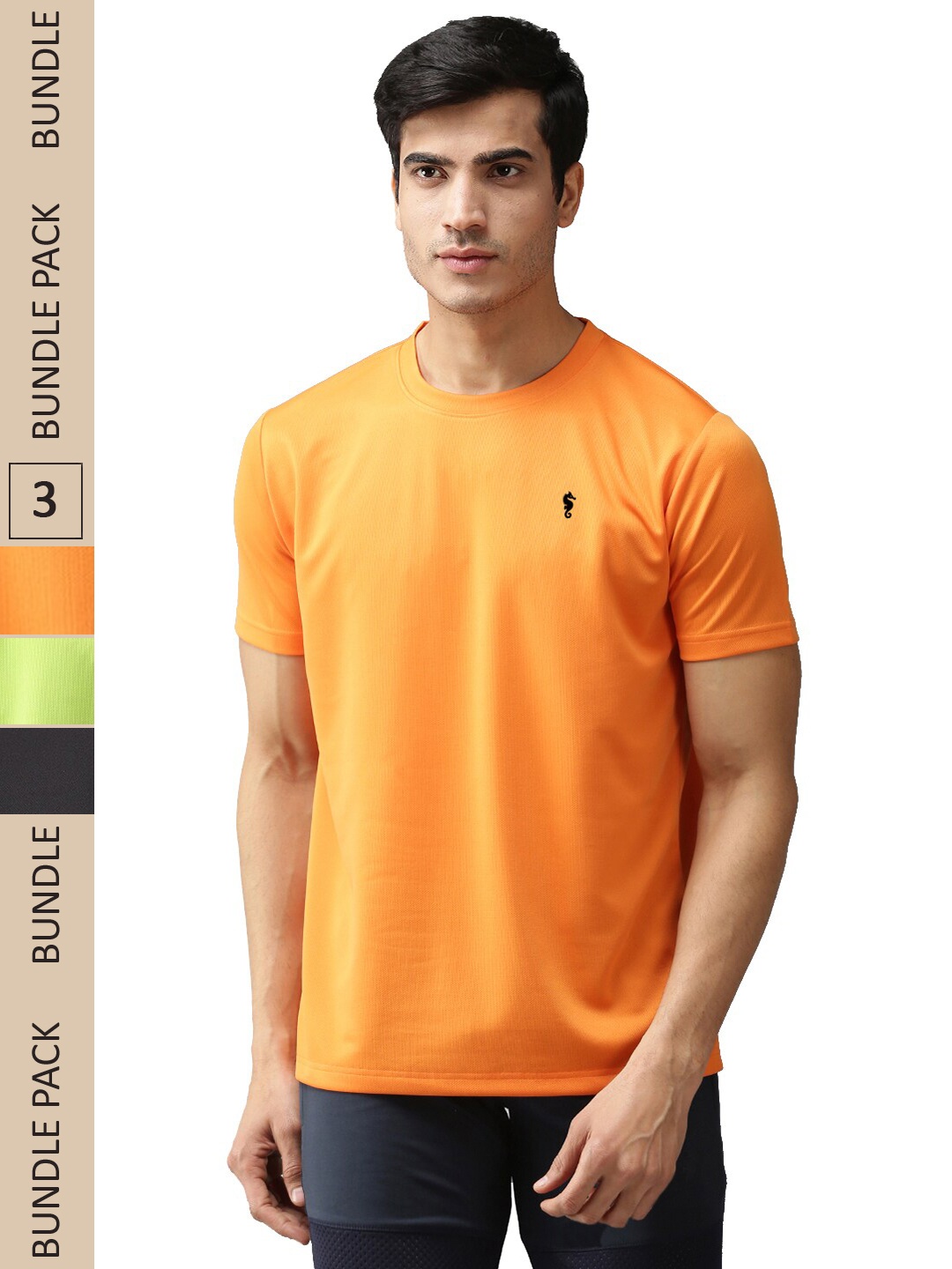 

EPPE Men Orange & Fluorescent Green 3 T-shirt
