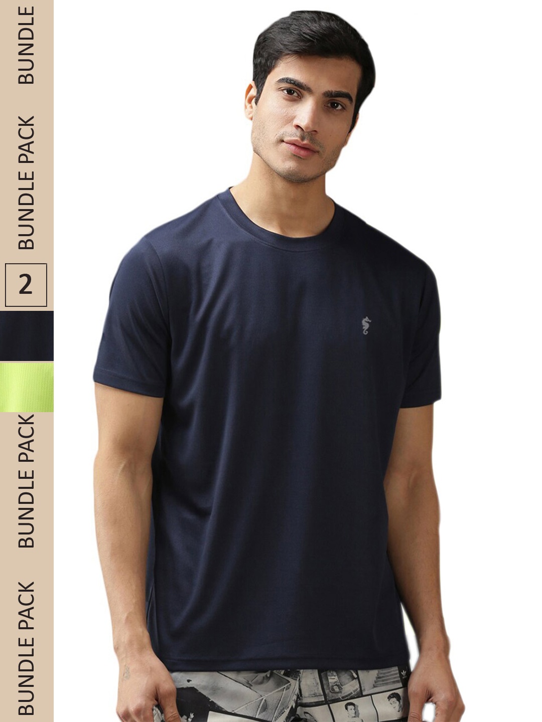 

EPPE Men Pack of 2 Round Neck T-shirt, Navy blue