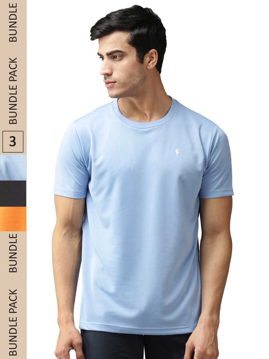 

EPPE Men Pack Of 3 Round Neck Dri-Fit T-shirt, Blue