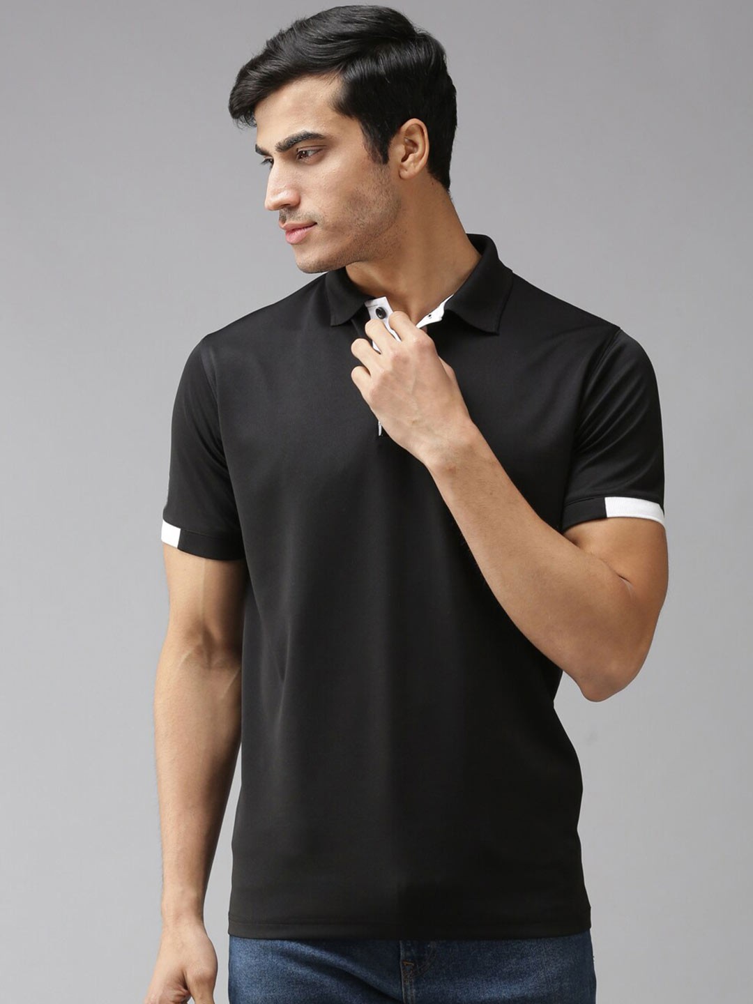 

EPPE Men Polo Collar Dri Fit Active Performance T-shirt, Black
