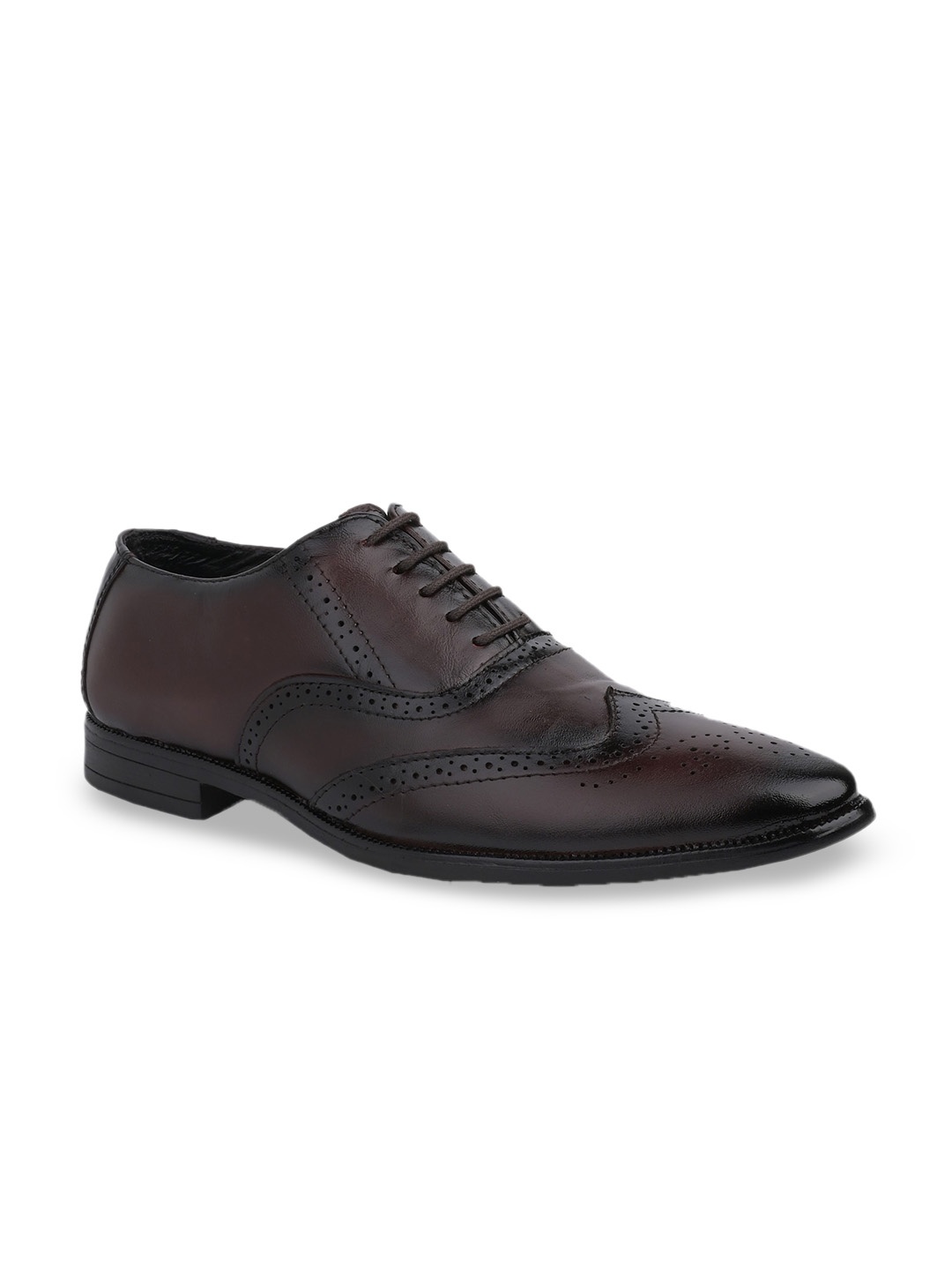 

birgos Men Genuine Leather Formal Brogues, Burgundy