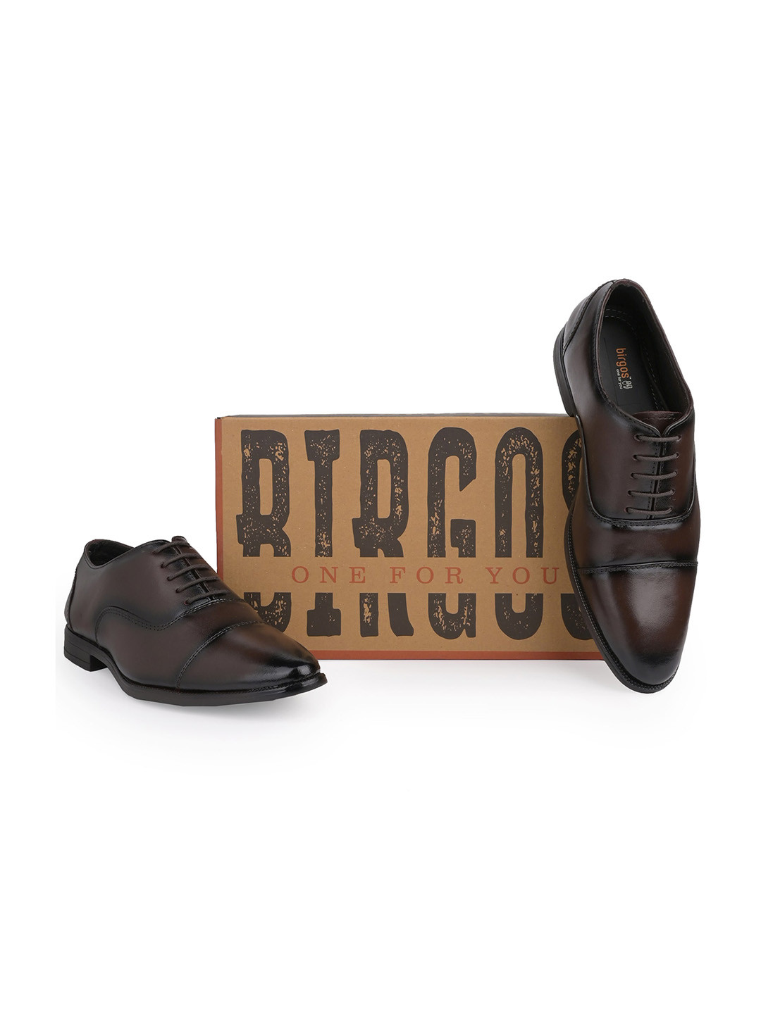 

birgos Men Genuine Leather Formal Oxfords, Burgundy