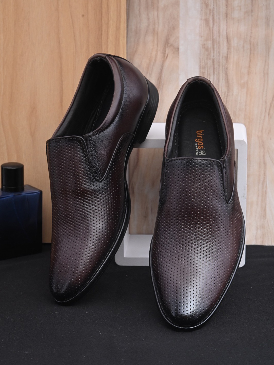 

birgos Men Genuine Leather Formal Oxfords, Brown