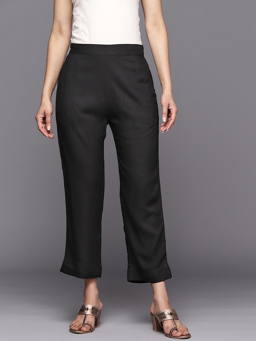 

Libas Women Black Slim Fit Trousers