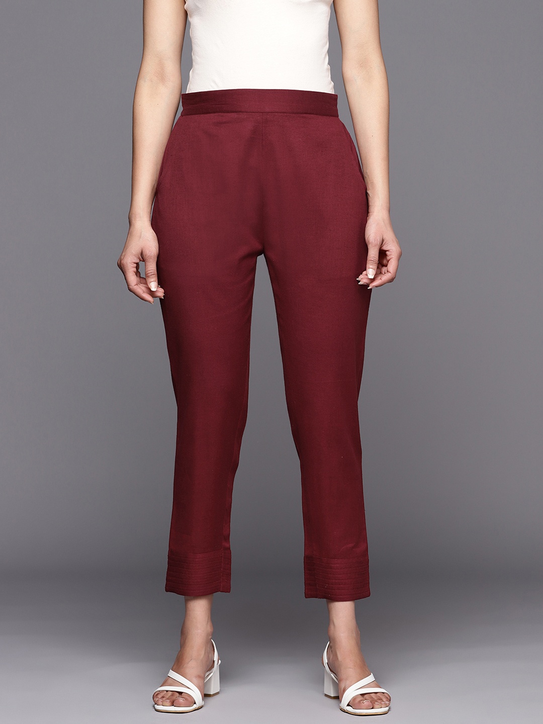 

Libas Women Maroon Slim Fit Trousers