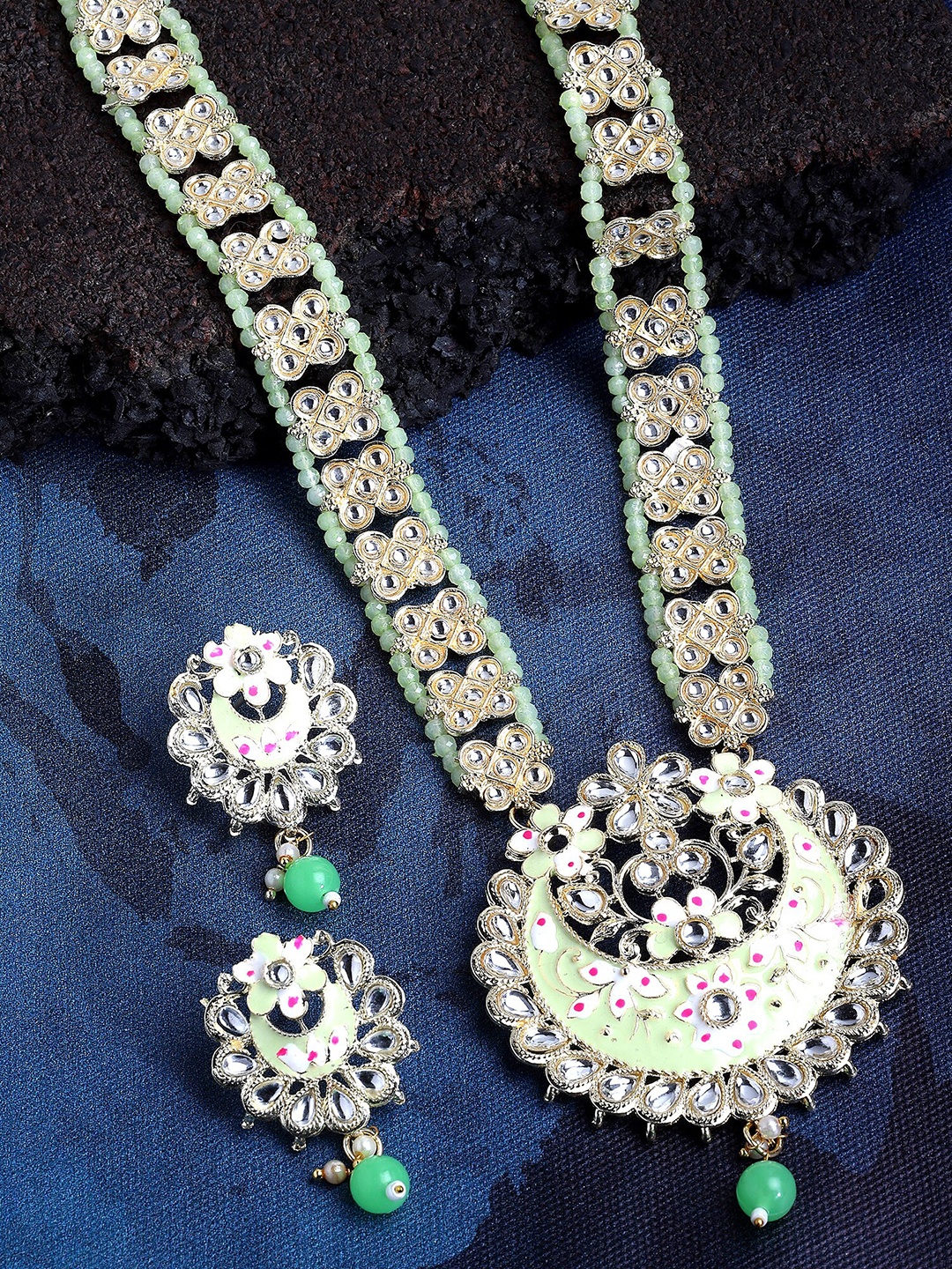 

KARATCART Gold-Plated Kundan Studded Jewellery Set, Lime green