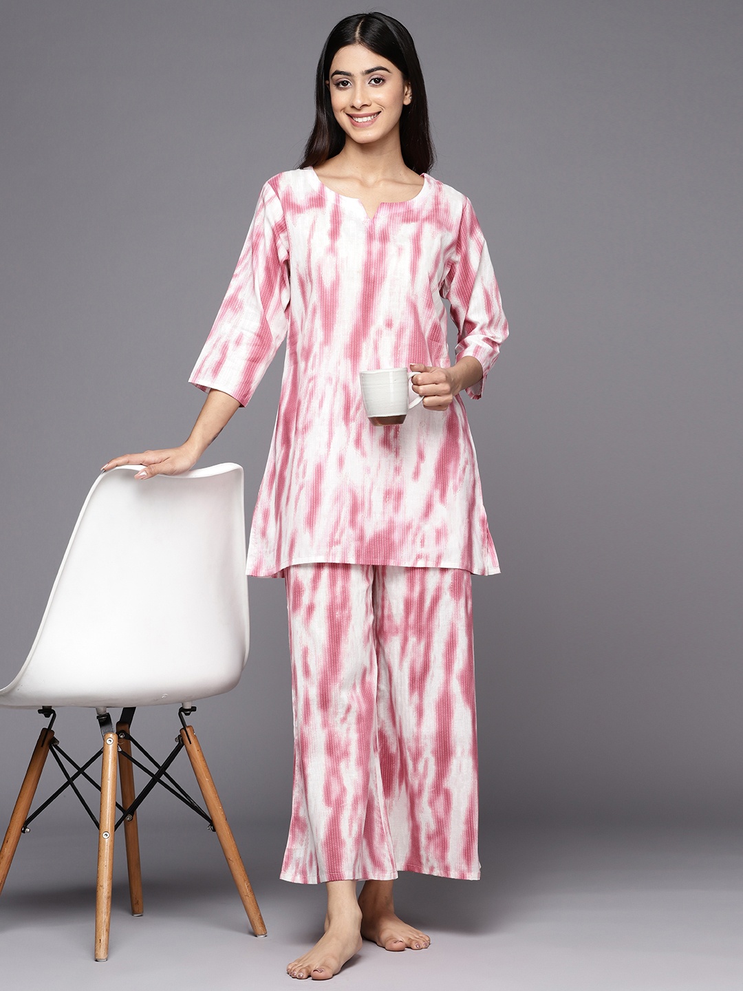 

Libas Printed Cotton Night suit, Pink