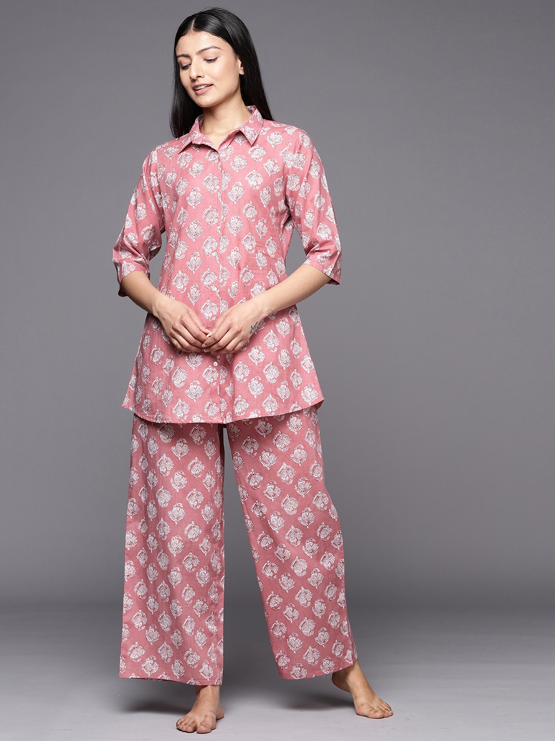 

Libas Printed Cotton Night suit, Mauve