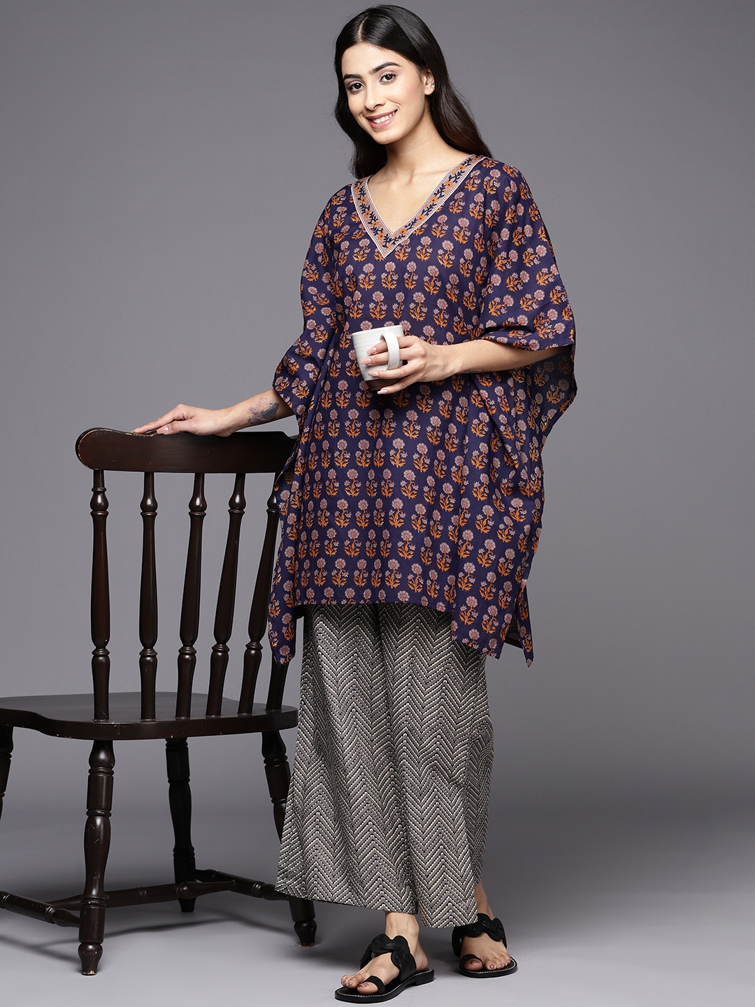 

Libas Printed Cotton Night suit, Purple