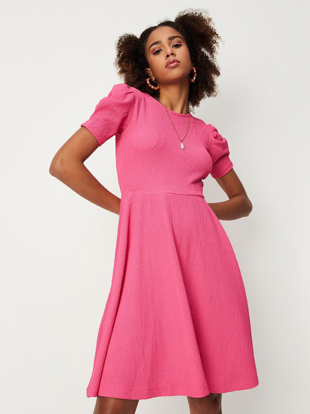 

max Puff Sleeve Dress, Pink